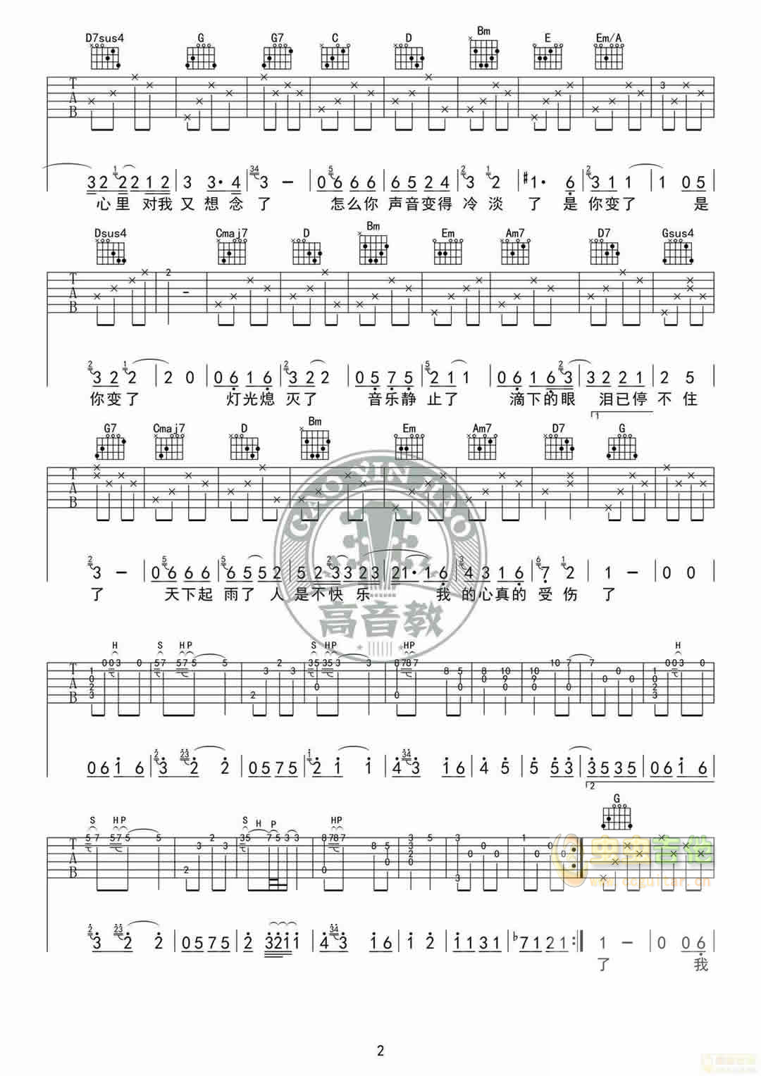 我真的受伤了吉他谱-弹唱谱-g调-虫虫吉他