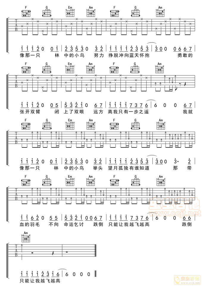 林中鸟吉他谱-弹唱谱-c调-虫虫吉他