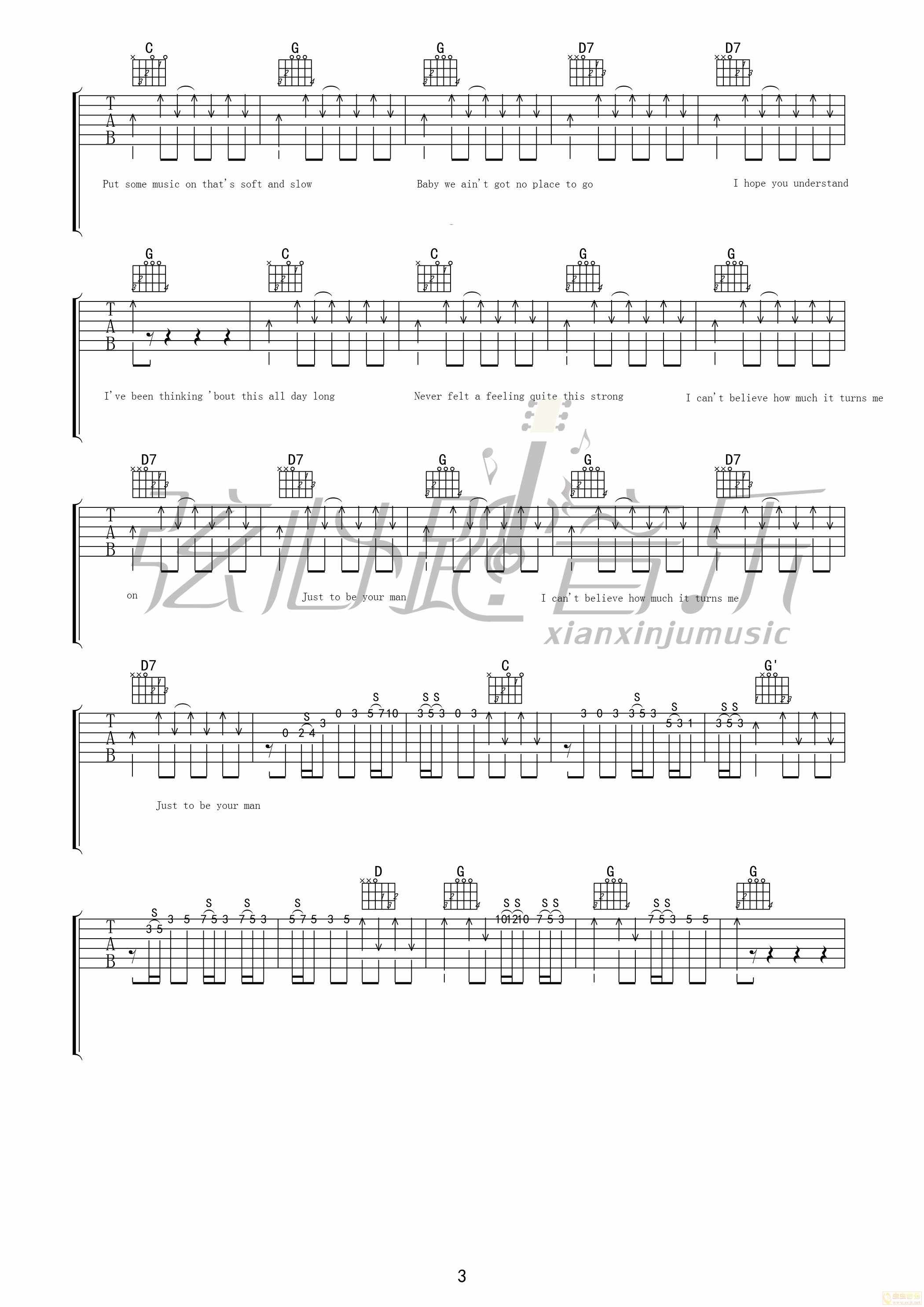 Your Man吉他谱-弹唱谱-g调-虫虫吉他