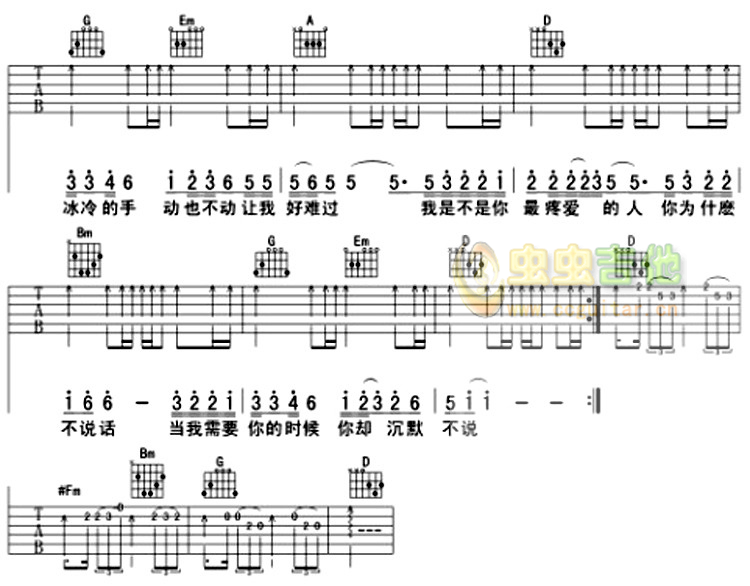 我是不是你最疼爱的人吉他谱-弹唱谱-d调-虫虫吉他