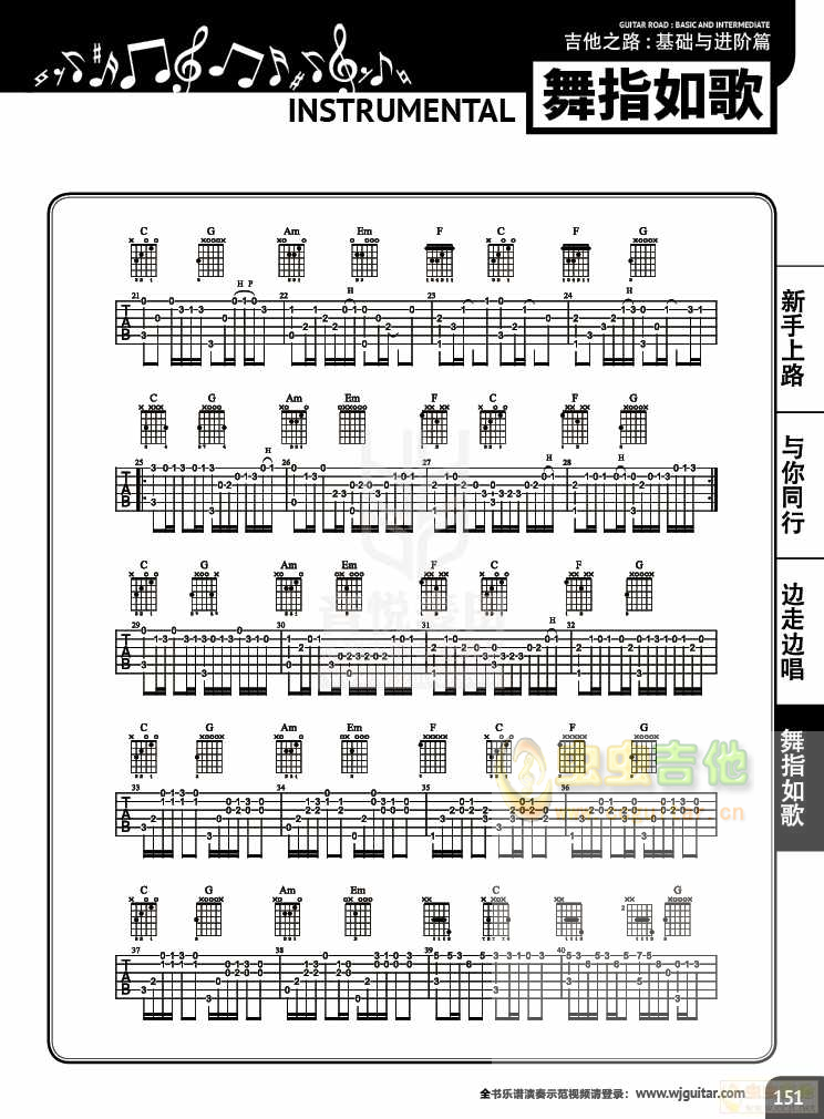 卡农吉他谱--c调-虫虫吉他