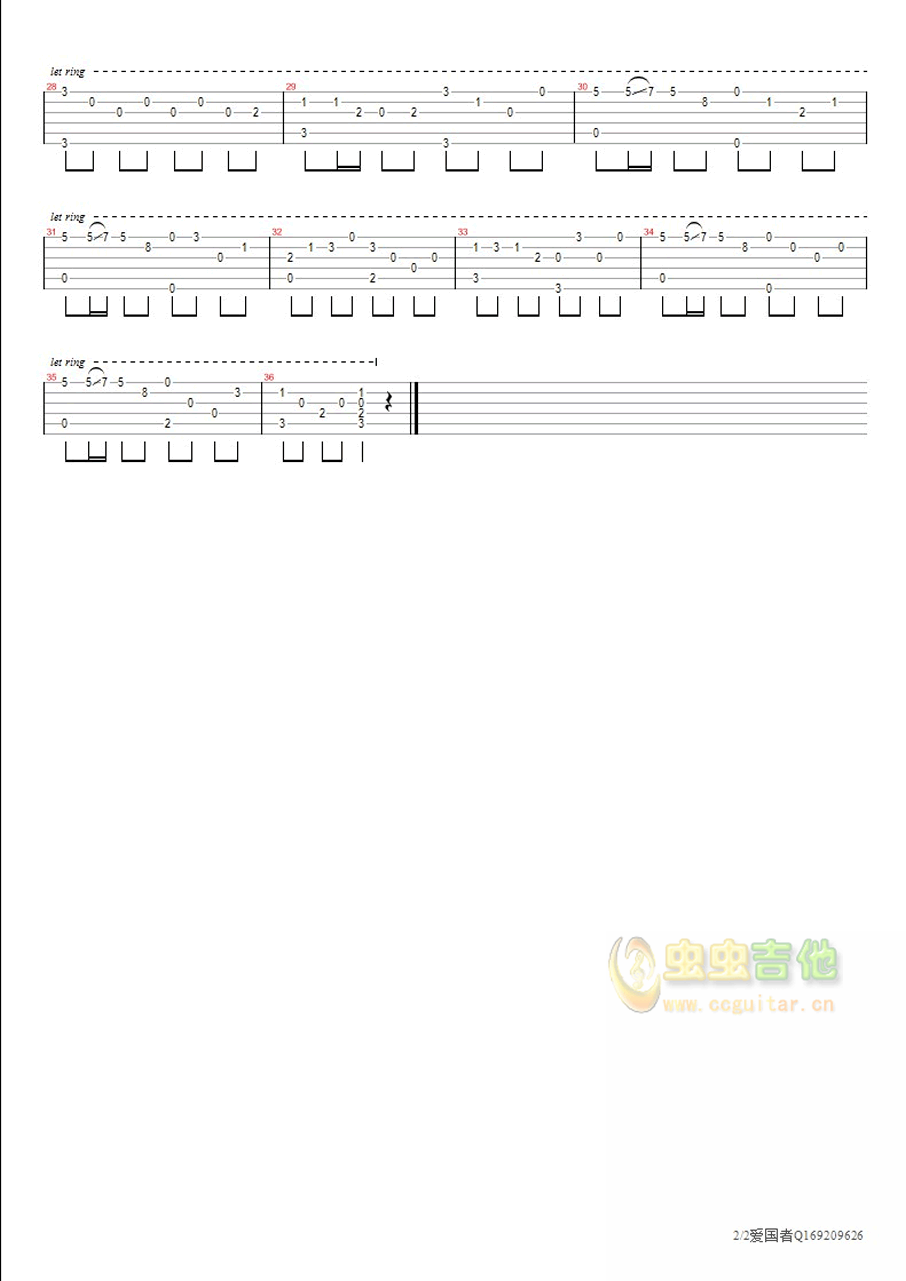 爱江山更爱美人吉他谱--c调-虫虫吉他