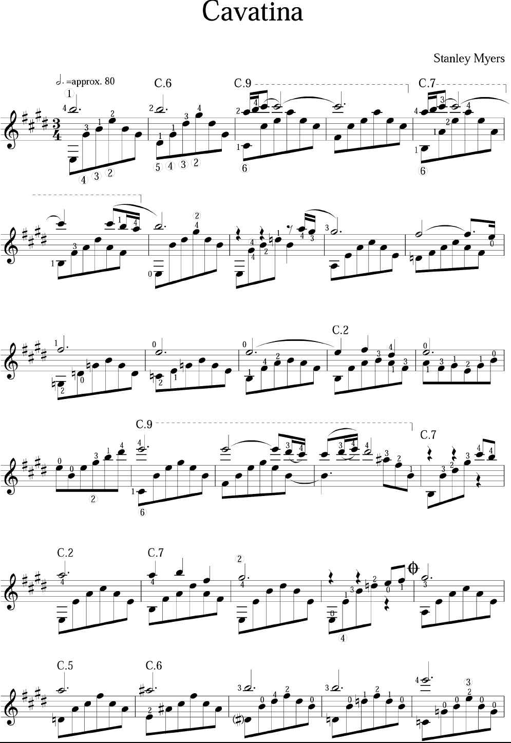 卡伐蒂娜(吉他独奏完整清晰版) 吉他谱 第1页