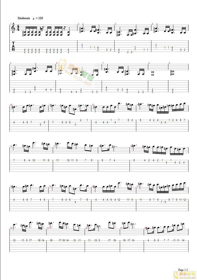 亡灵序曲 吉他谱 第1页