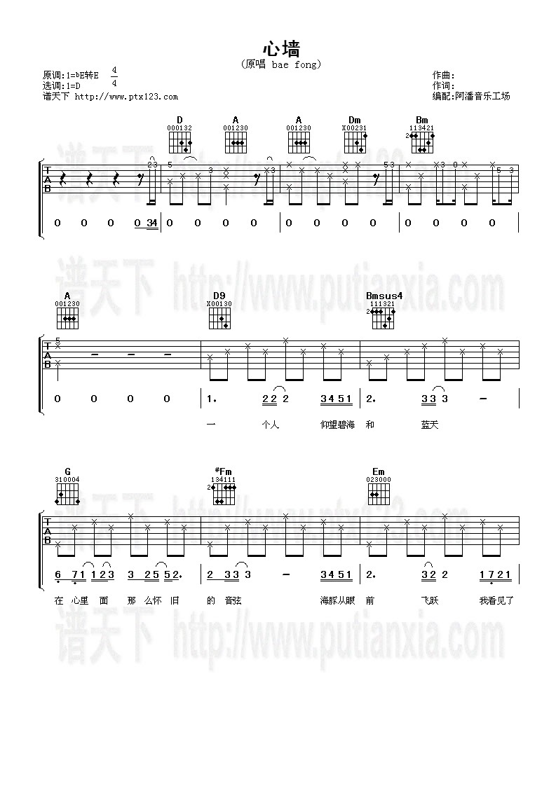 心墙 吉他谱 第1页
