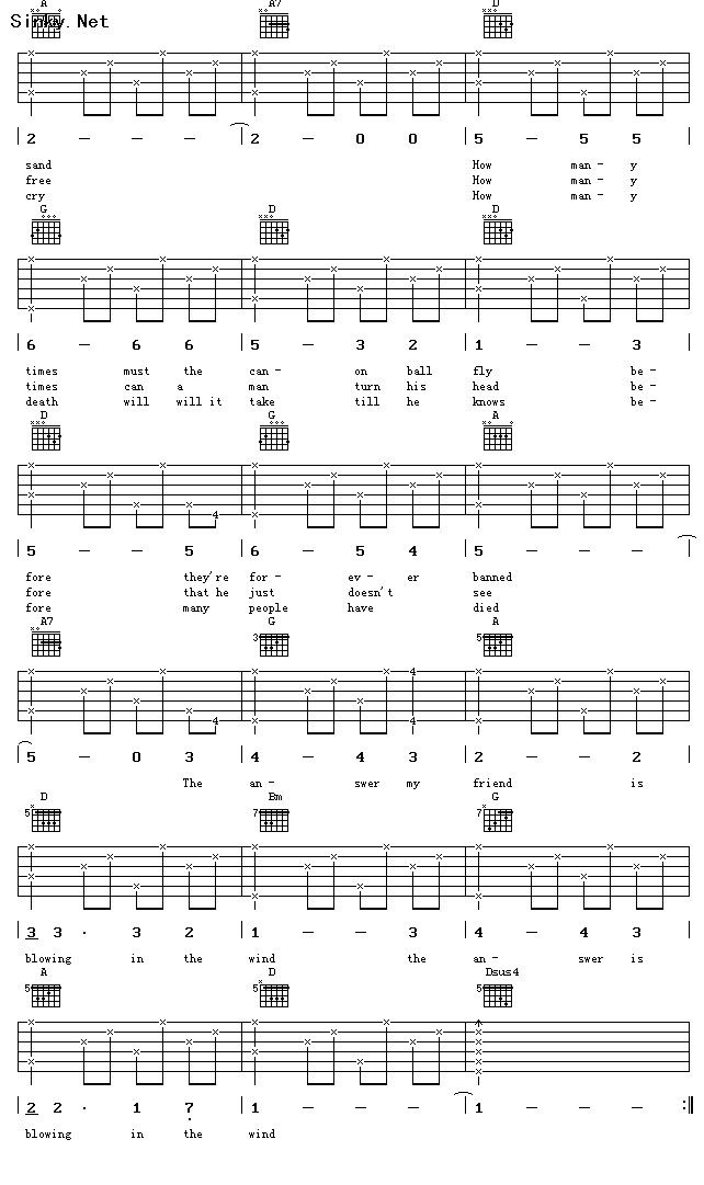 blown in the wind (随风而去) 吉他谱-虫虫吉他谱免费下载