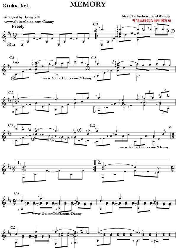 memory(回忆)歌剧《猫》中的曲目 吉他谱 第1页