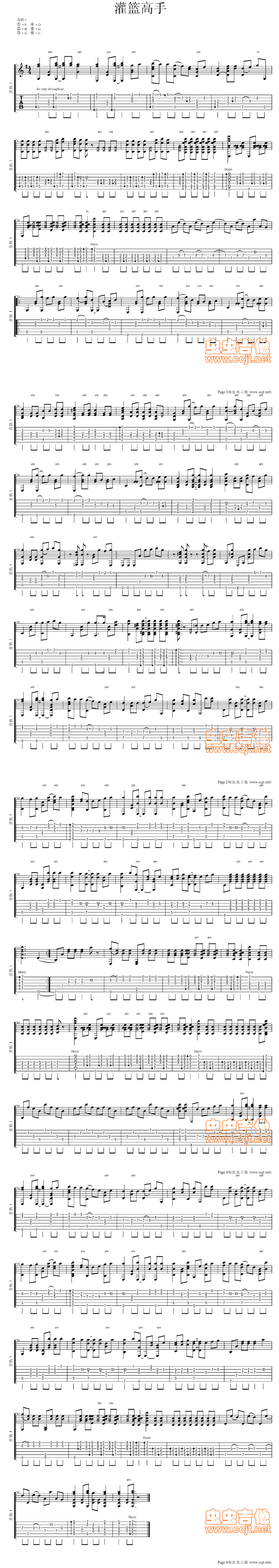 灌篮高手片头单吉他版 吉他谱 第1页