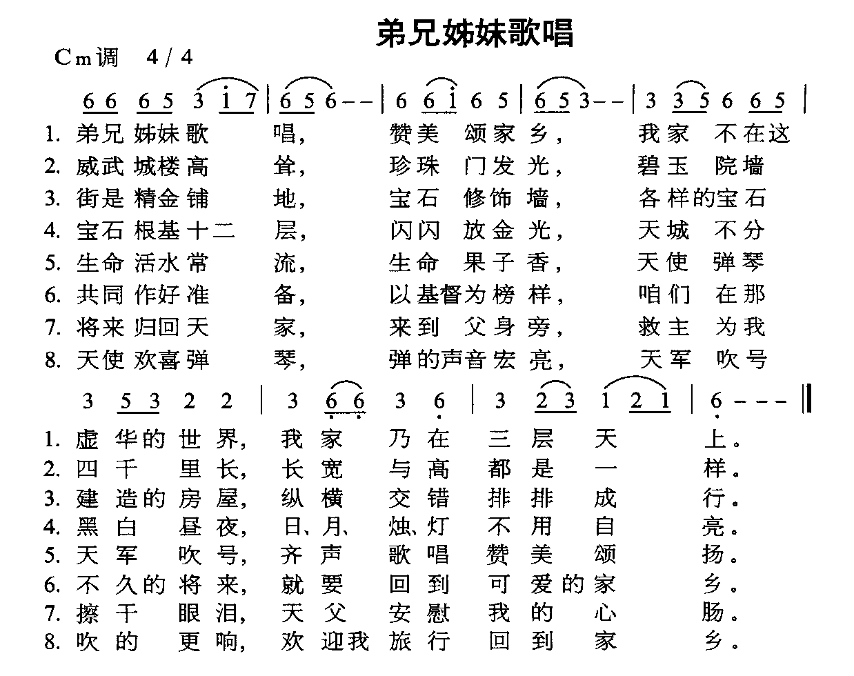 弟兄姊妹歌唱 吉他谱-虫虫吉他谱免费下载