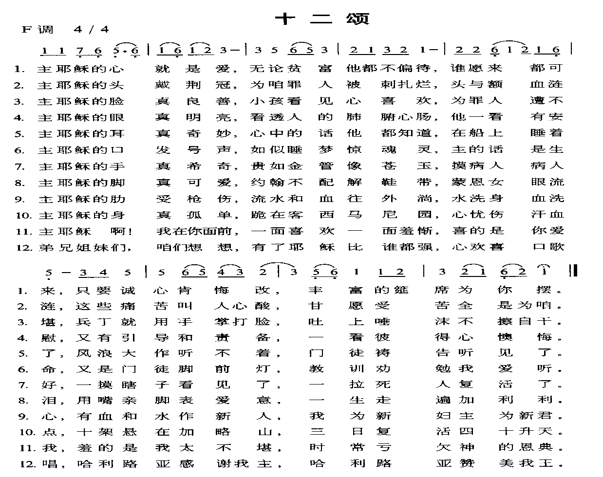 十二颂 吉他谱-虫虫吉他谱免费下载