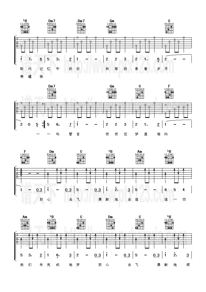 放心去飞 吉他谱-虫虫吉他谱免费下载