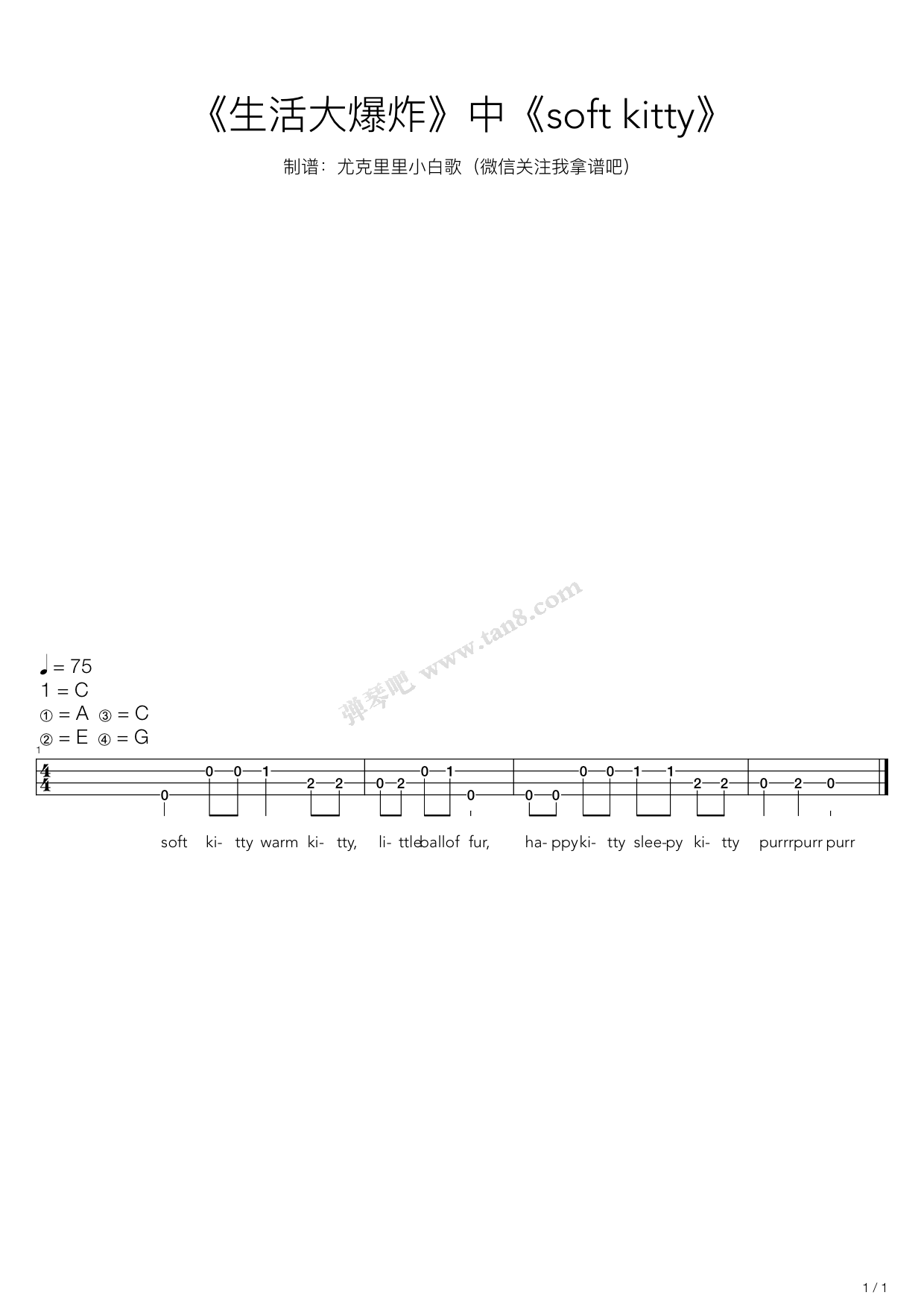 生活大爆炸softkitty单音谱