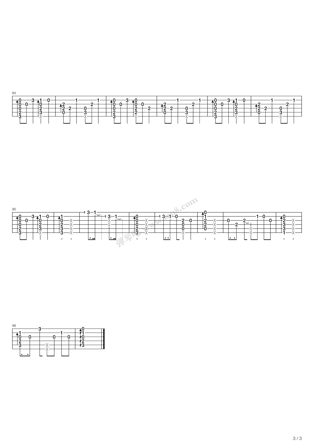 《心拍数?0822》,蝶々p/鹿乃(六线谱 吉他谱吉他谱 第3页