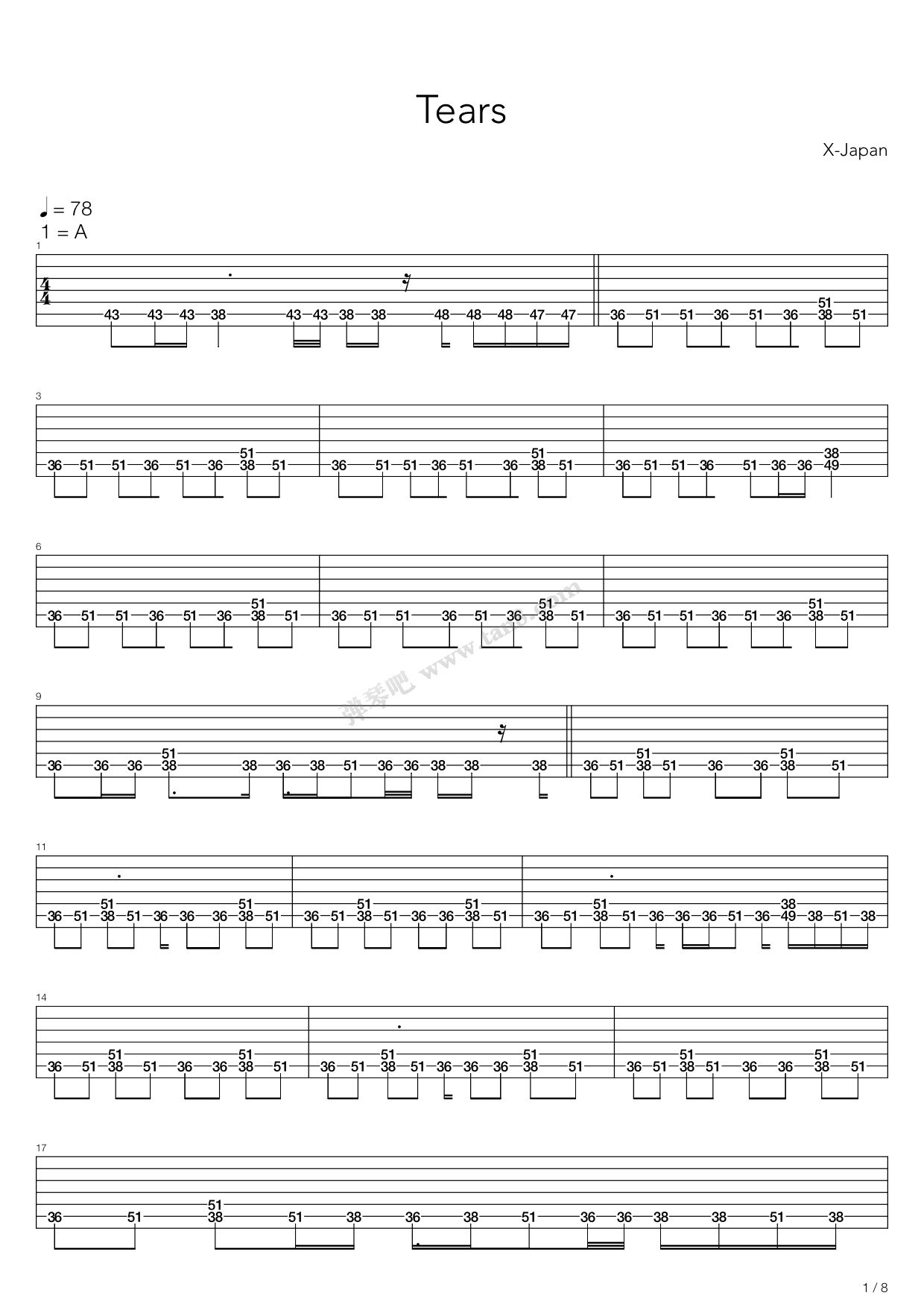 《x japan - tears》,x japan(六线谱 吉他谱吉他谱 第31页