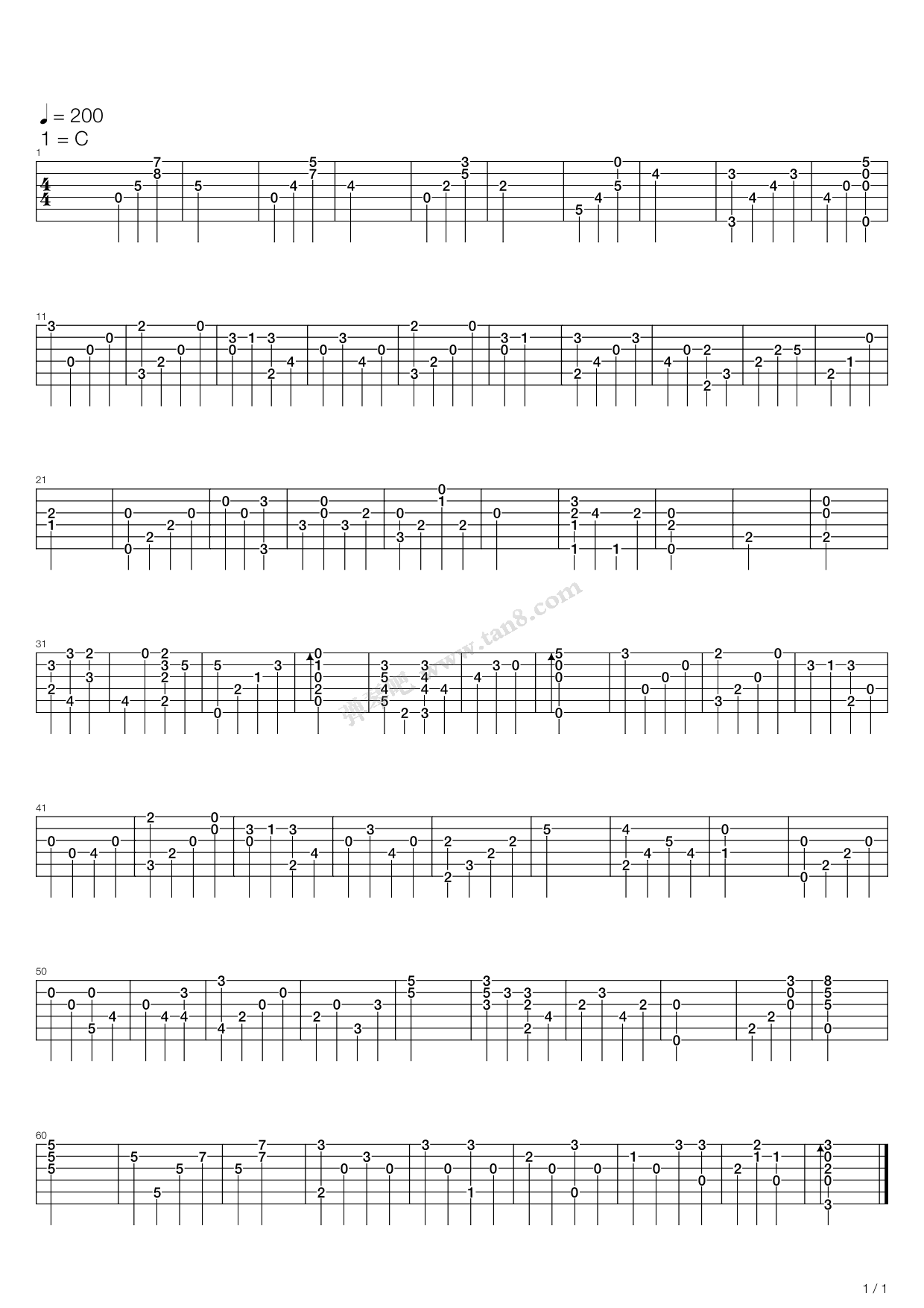 《moon river 不调弦版》,秋山公良(六线谱 吉他谱吉他谱 第1页