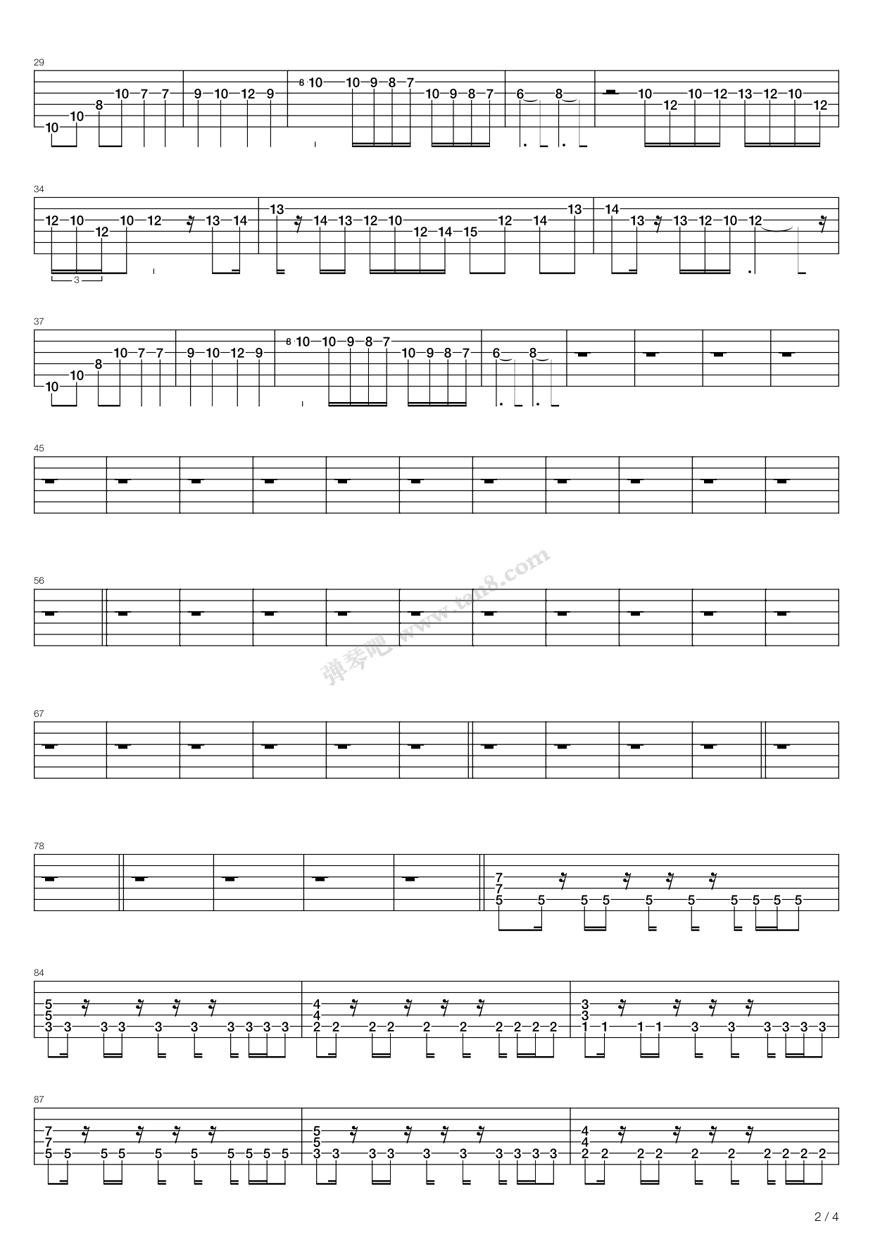 《传说之下——megalovania》,toby fox(六线谱 吉他谱吉他谱 第2页