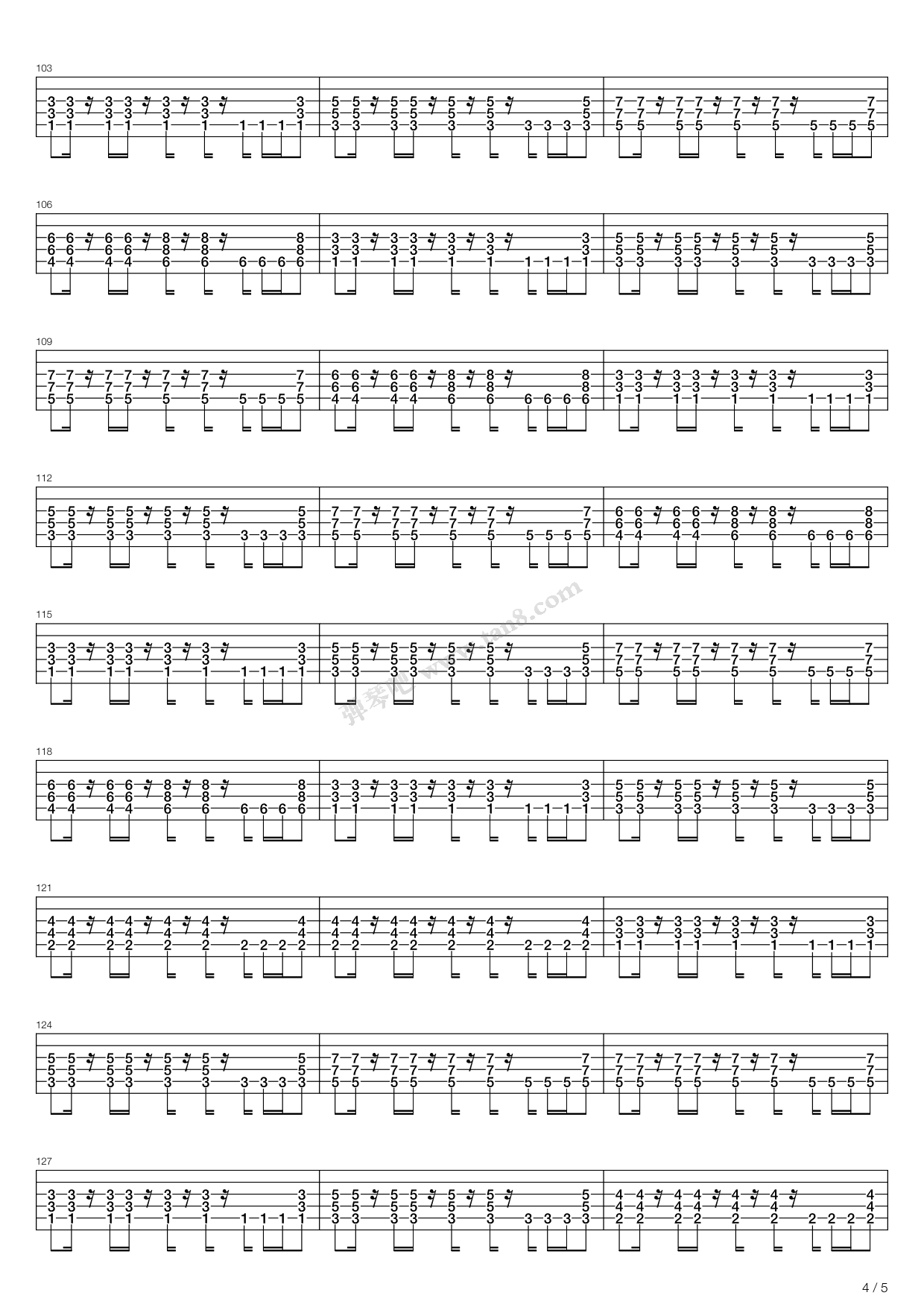 《传说之下——megalovania》,toby fox(六线谱 吉他谱吉他谱 第8页