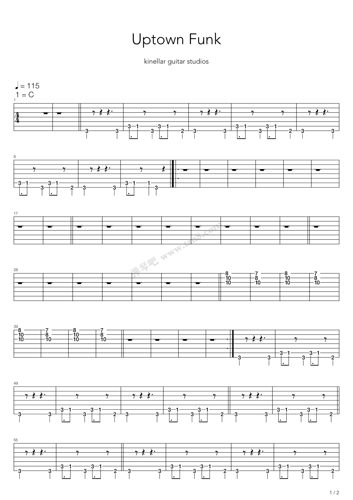 《uptown funk》,mark ronson(六线谱 吉他谱吉他谱 第14页