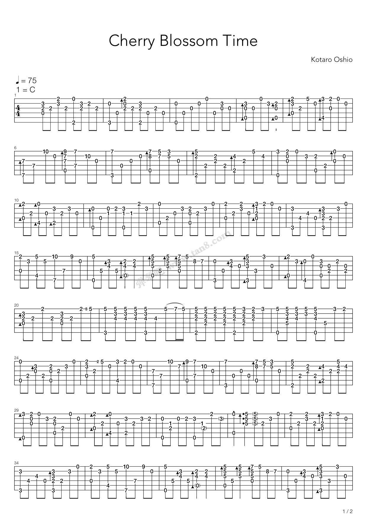 《桜?咲くころ(樱花盛开时)》,押尾桑(六线谱 吉他谱吉他谱 第1页