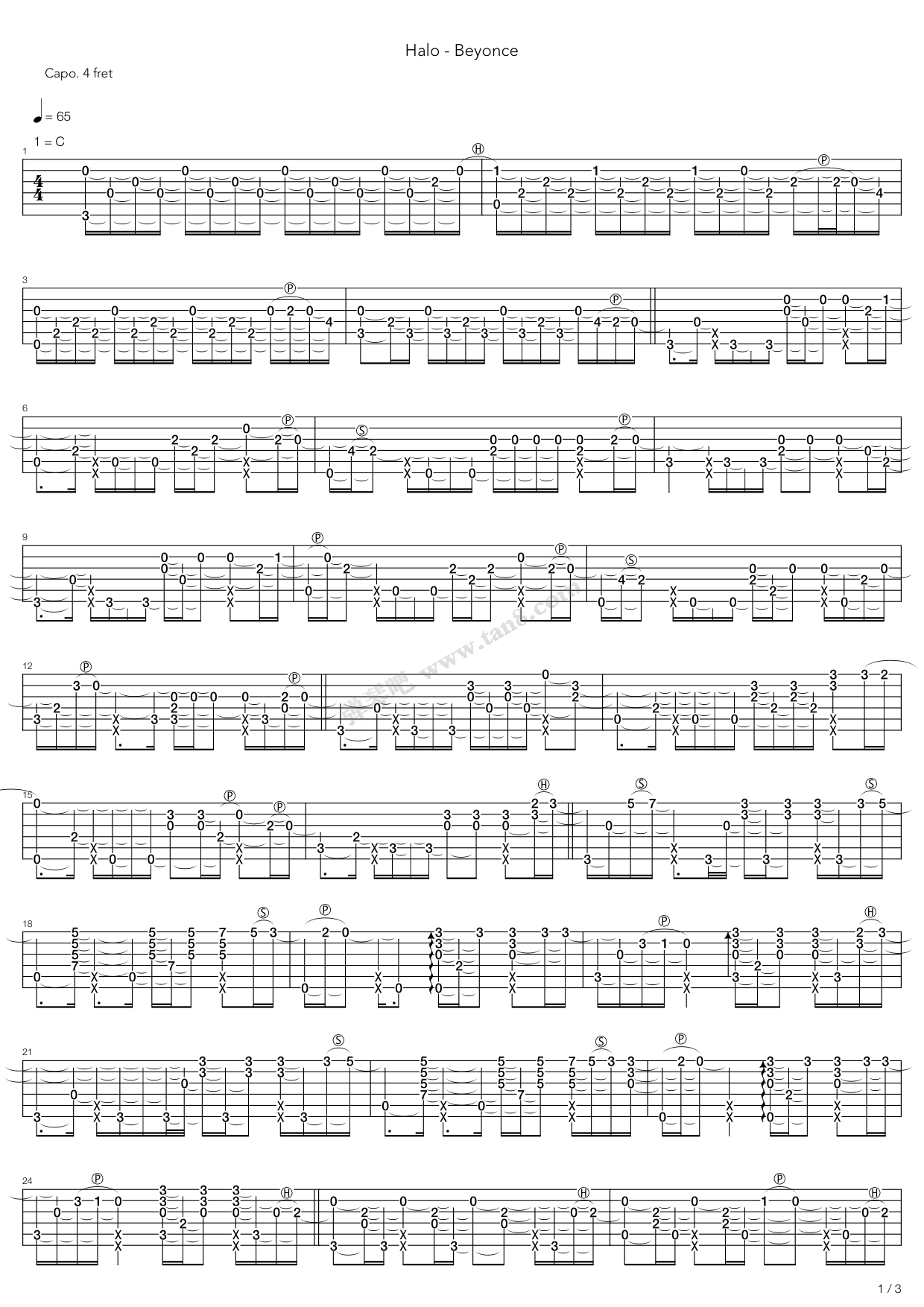 >> 流行 >> beyonce 碧昂丝 >>halo 指弹