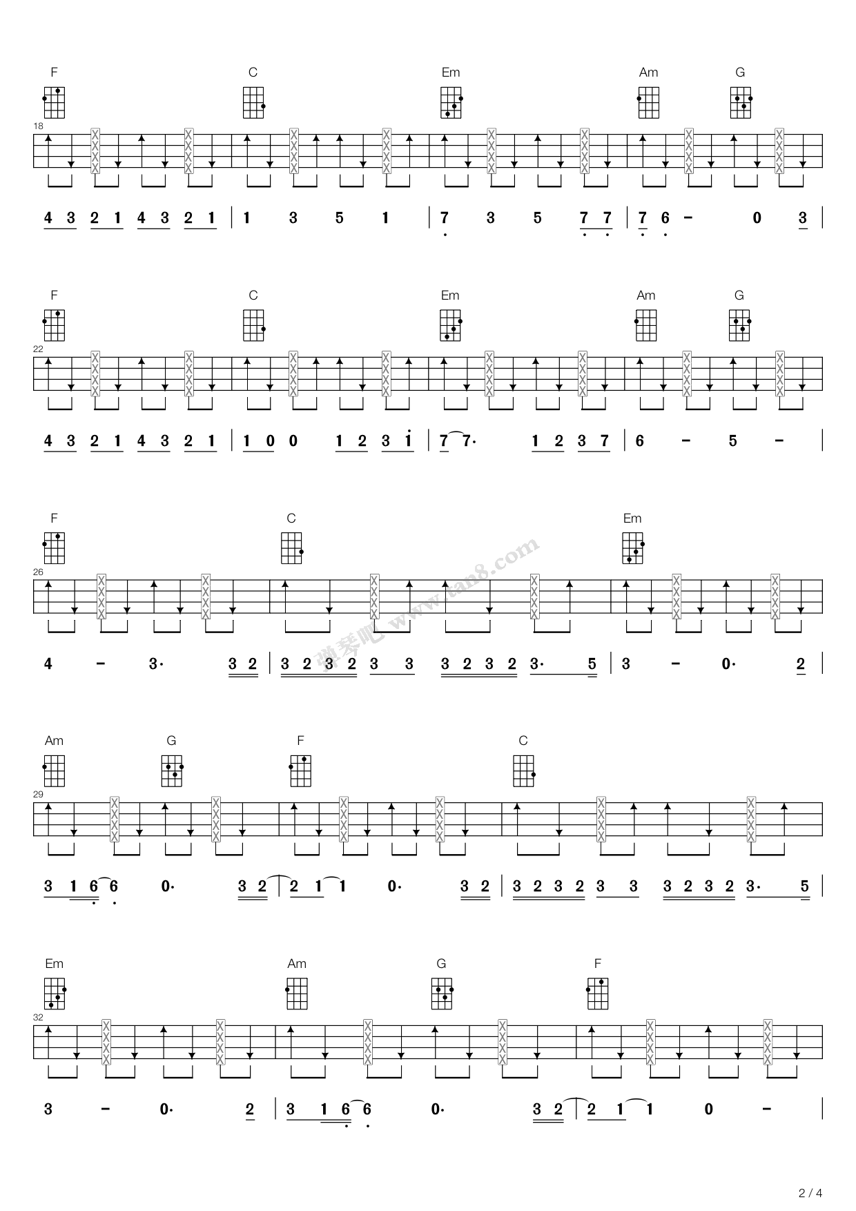 >> 流行 >> bruno mars >>count on me(尤克里里弹唱谱)