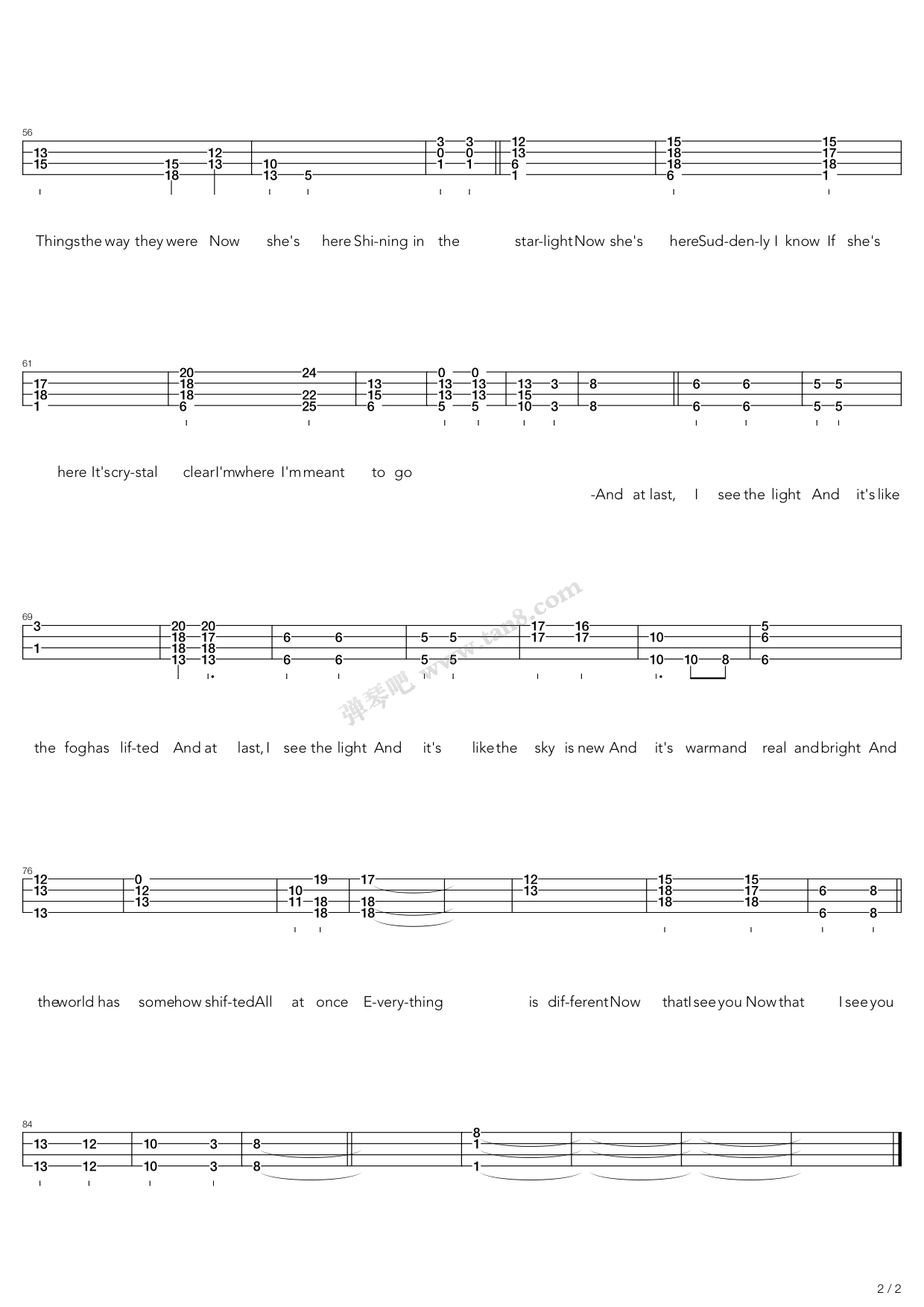 《i see the light 魔发奇缘》,mandy(六线谱 吉他谱吉他谱 第8页