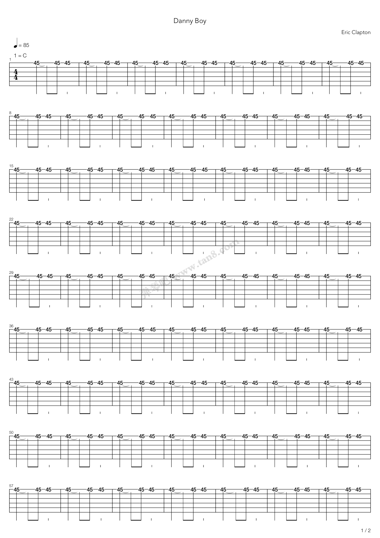 《danny boy《丹尼少年》》,elvis presley(六线谱 吉他谱吉他谱 第7