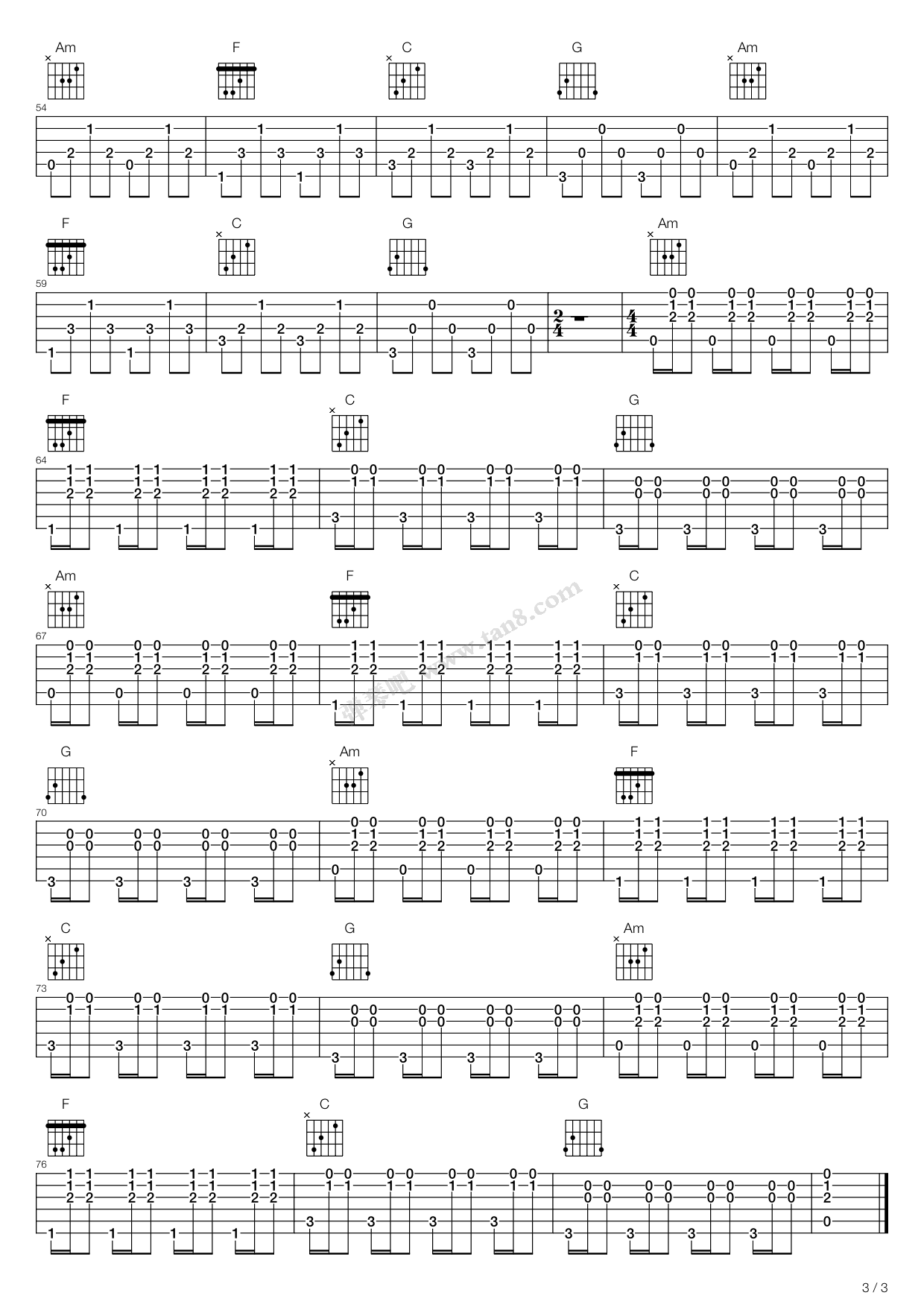 fadedfadef调吉他谱