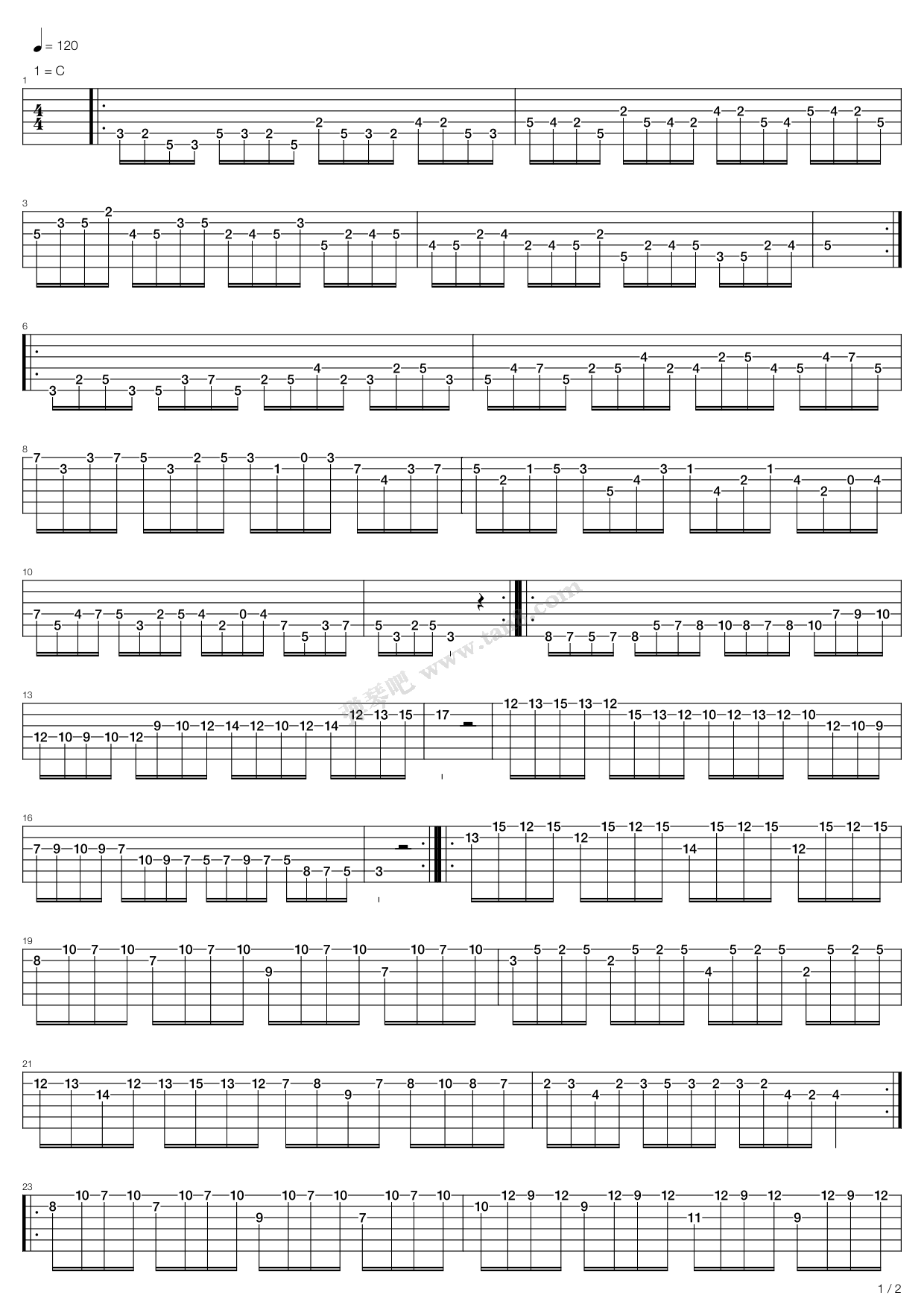 《模进练习》,模进(六线谱 吉他谱吉他谱 第1页