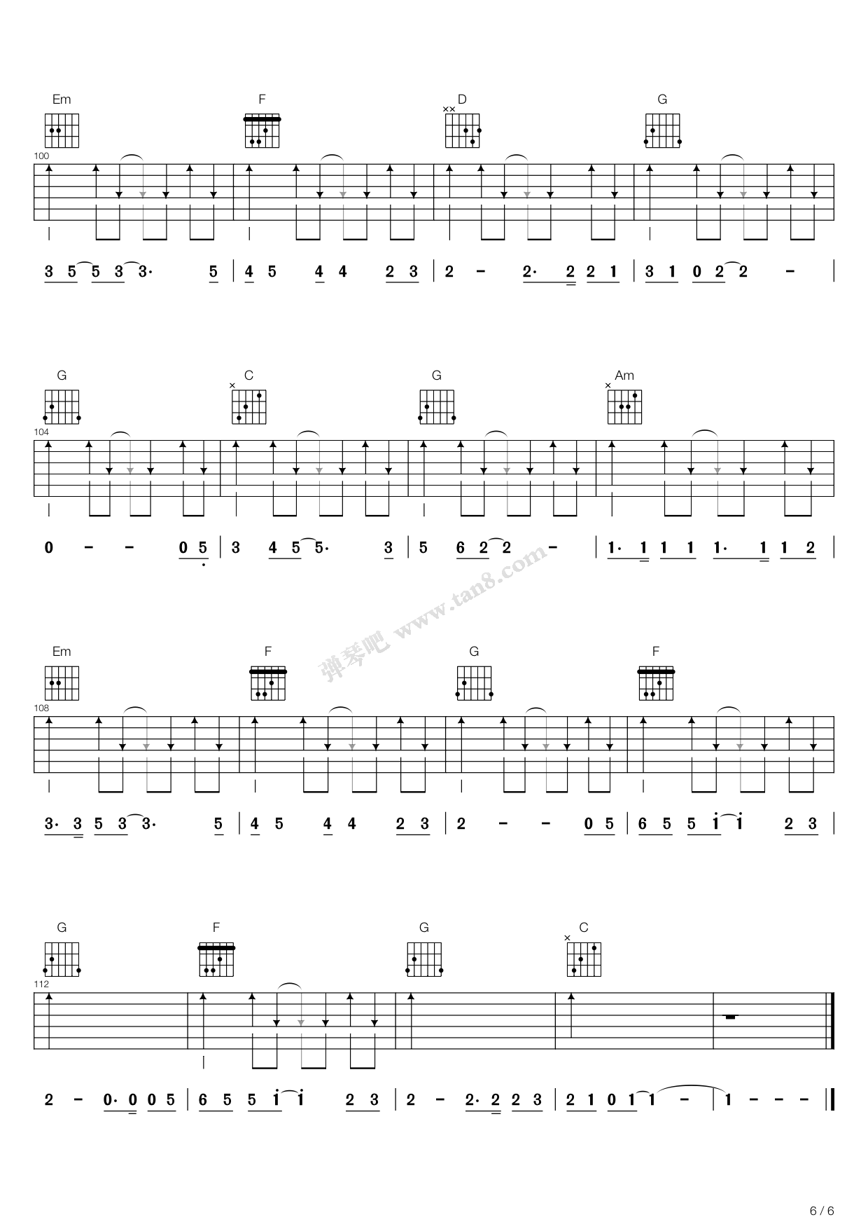 lemontree柠檬树c调吉他弹唱版foolsgarden