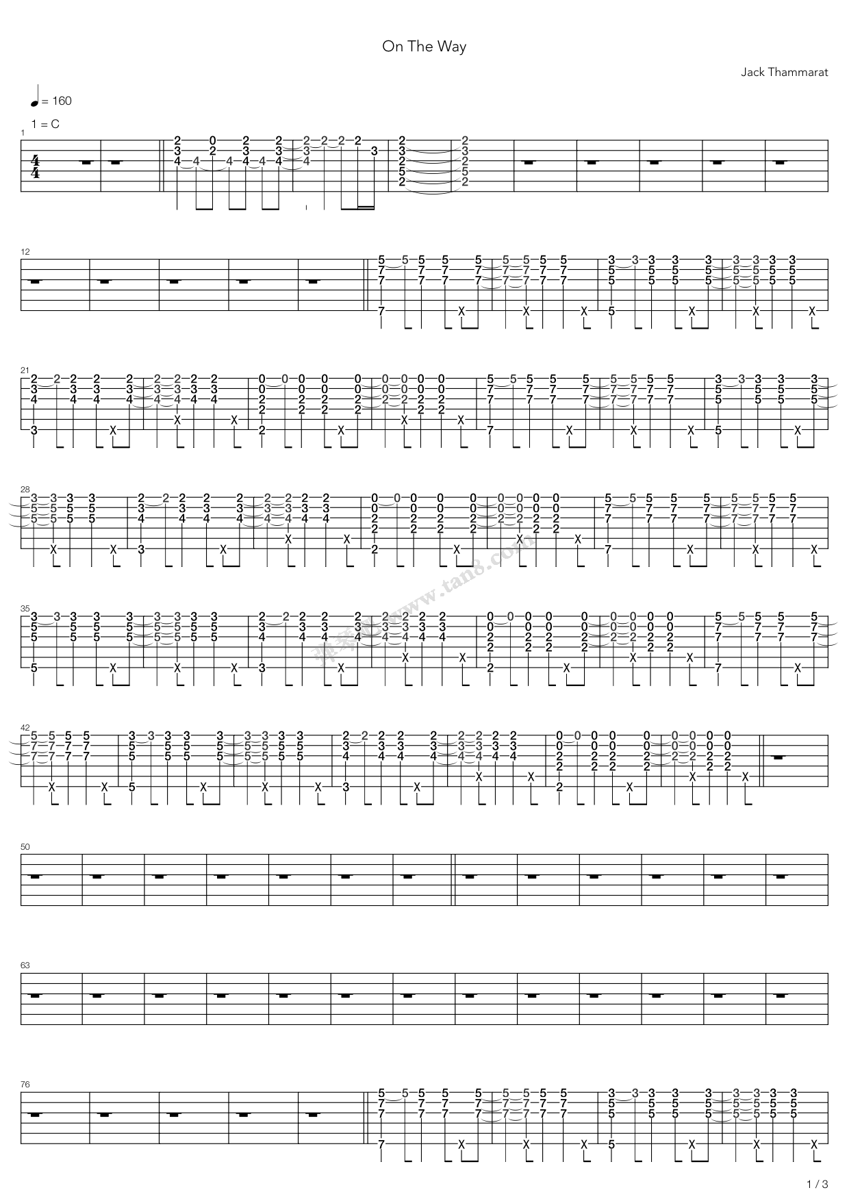 《on the way》,jack thammarat(六线谱 吉他谱吉他谱 第18页