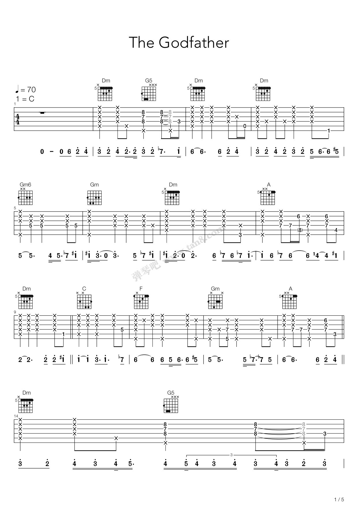 《the godfather》,slash(六线谱 吉他谱吉他谱 第1页