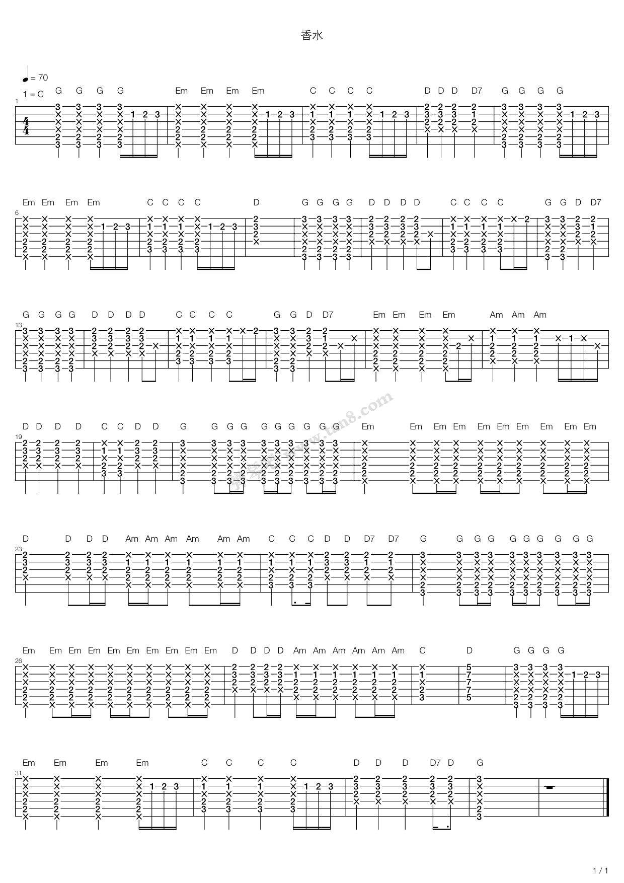 香水 吉他谱-虫虫吉他谱免费下载