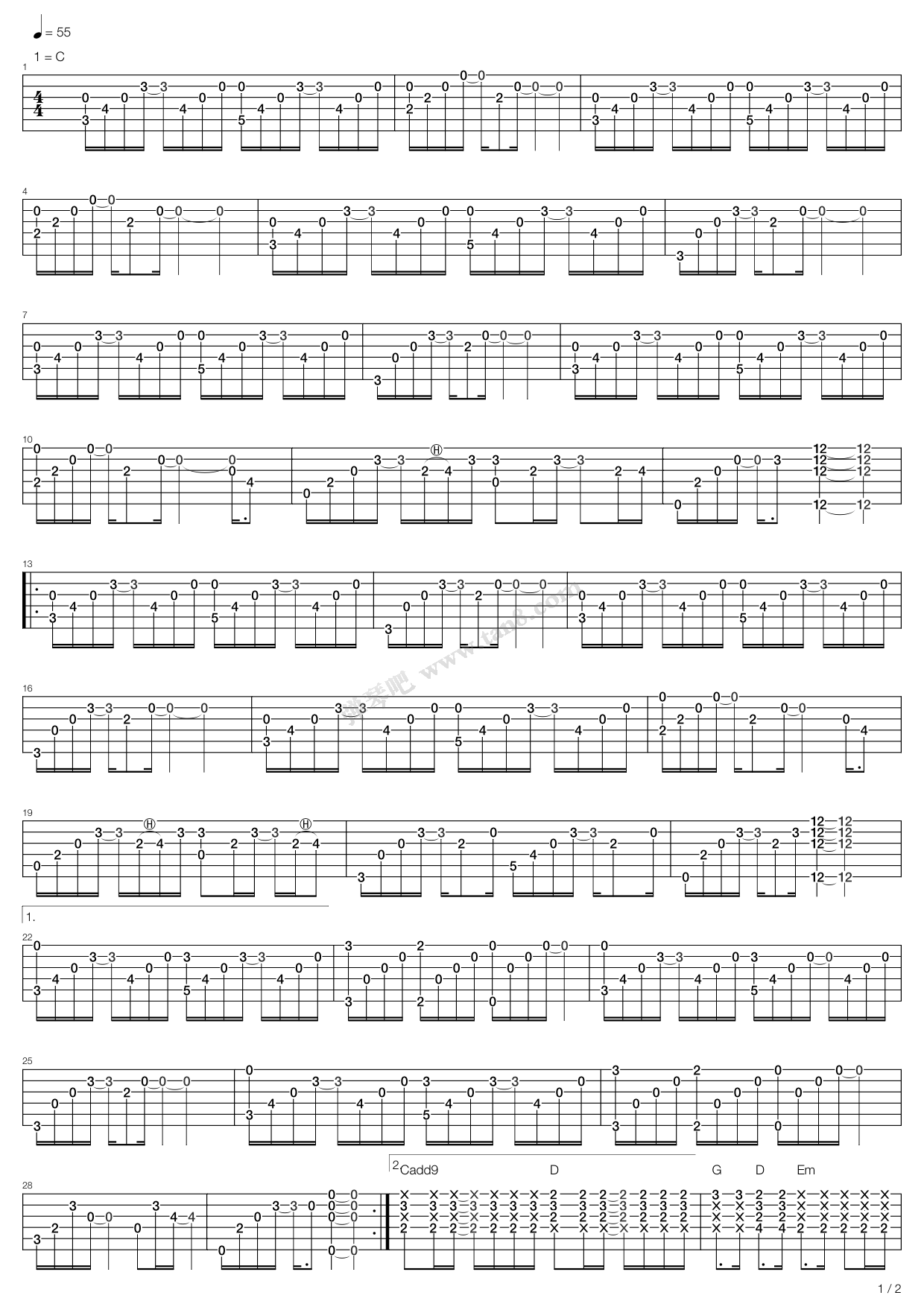 281公里 吉他谱-虫虫吉他谱免费下载