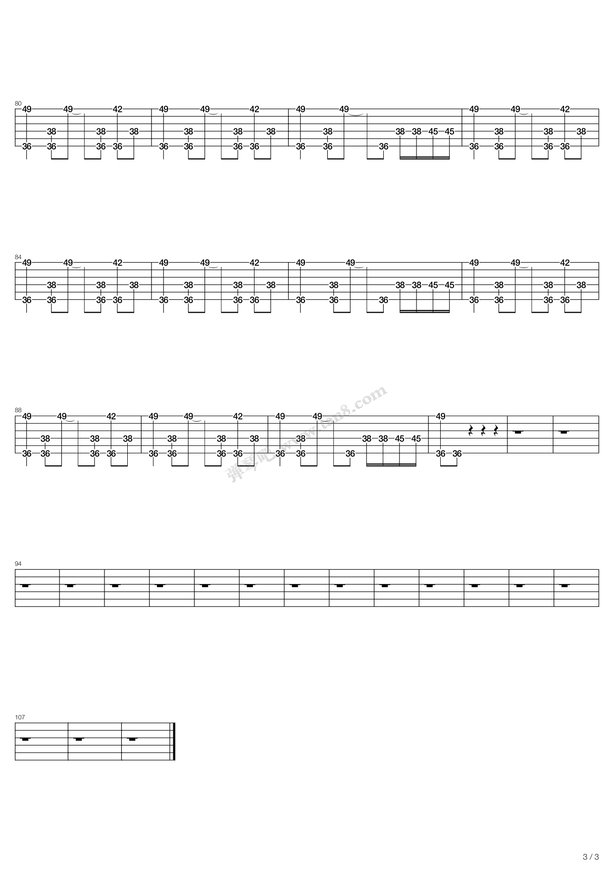 Beat It-迈克尔·杰克逊五线谱预览3-钢琴谱文件（五线谱、双手简谱、数字谱、Midi、PDF）免费下载