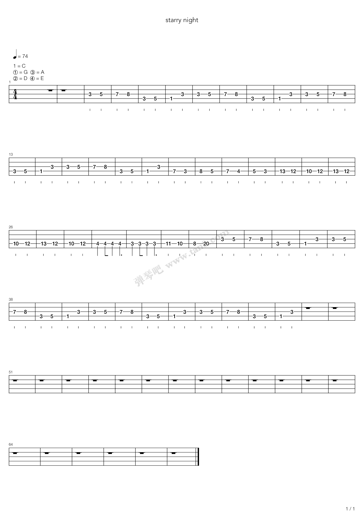 《starry night》,joe satriani(六线谱 吉他谱吉他谱 第11页