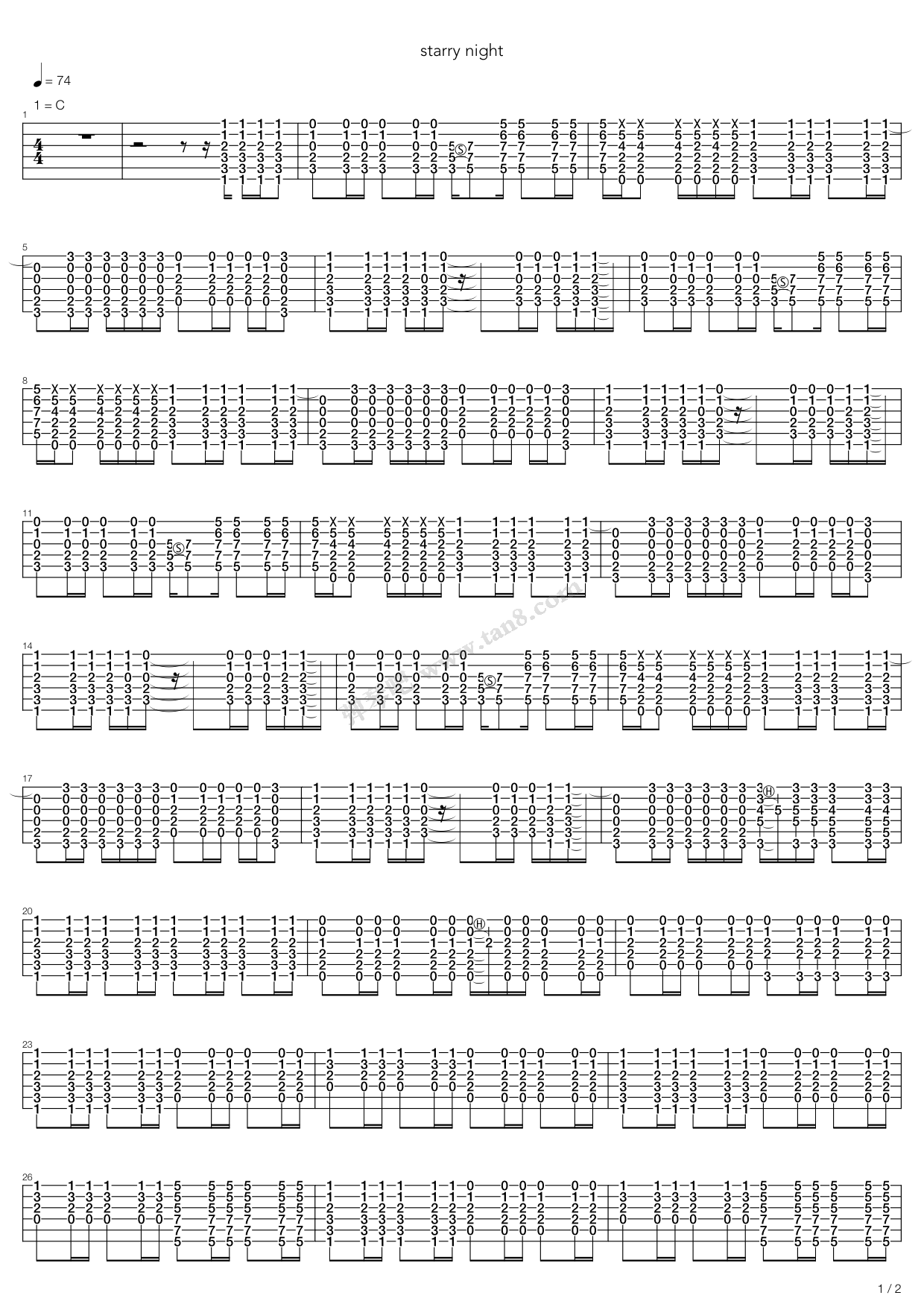 《starry night》,joe satriani(六线谱 吉他谱吉他谱 第6页