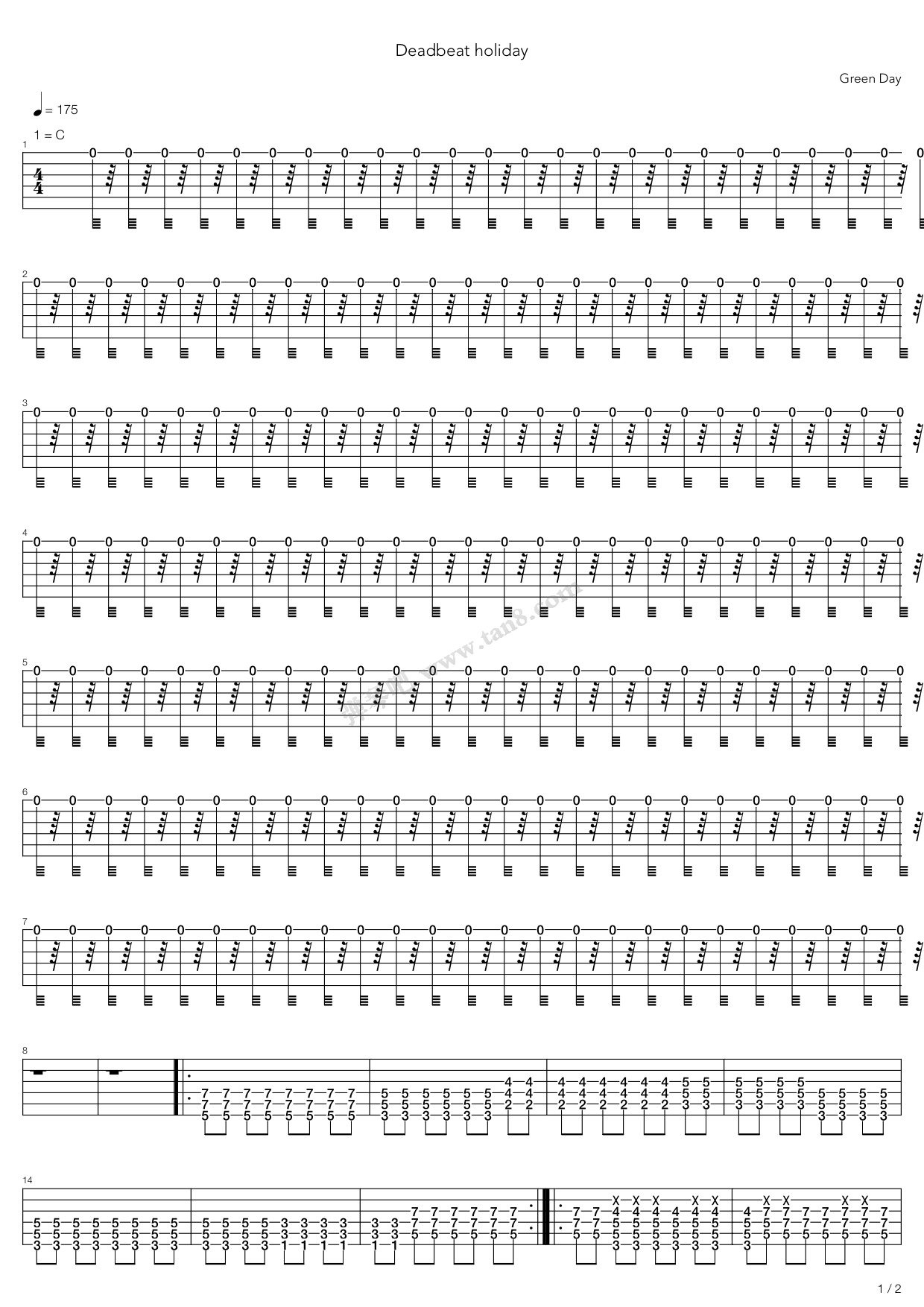 《deadbeat holiday》,green day(绿日)(六线谱 吉他谱吉他谱 第3页