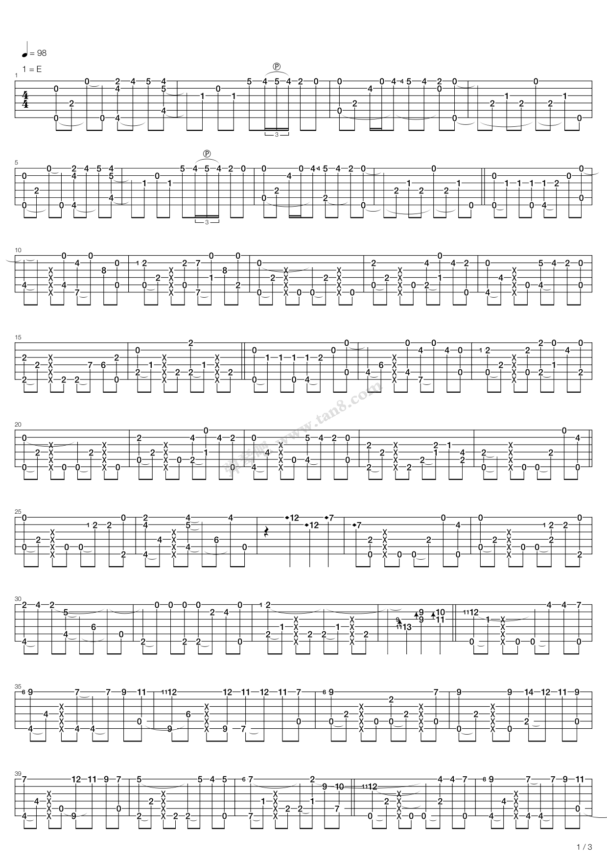 《album version(指弹版,depapepe)》,depapepe(六线谱 吉他谱吉他谱