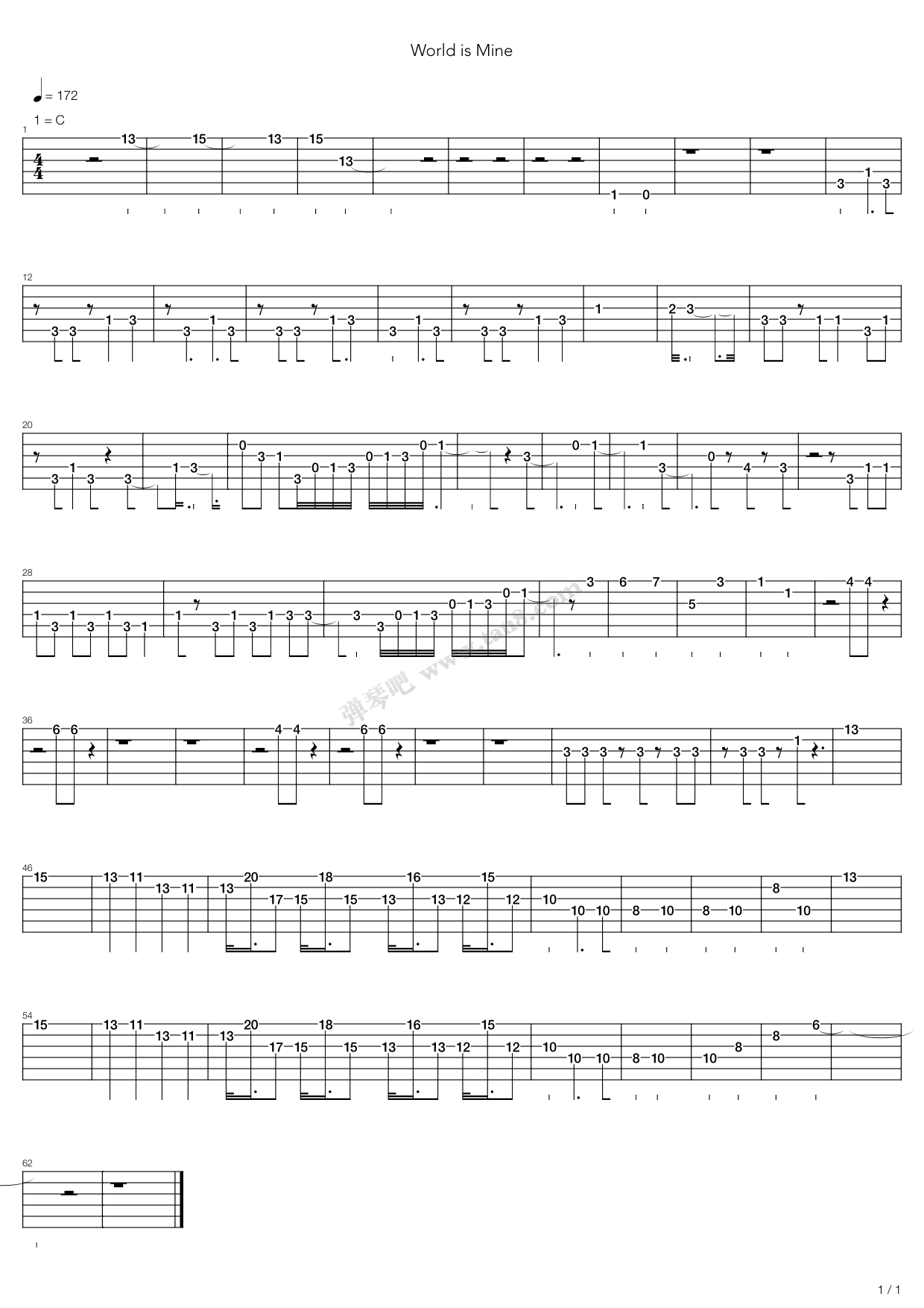 《动漫游戏-world is mine 世界第一公主殿下》,game(六线谱 吉他谱
