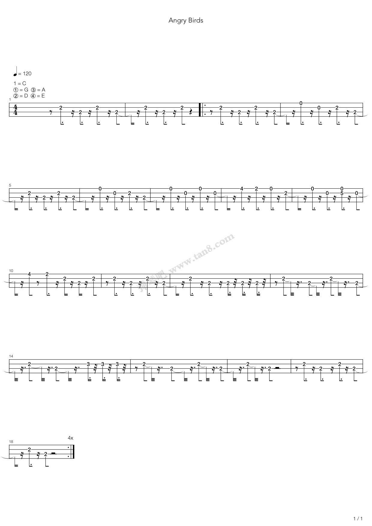 《angry birds 愤怒的小鸟》,game(六线谱 吉他谱吉他谱 第2页