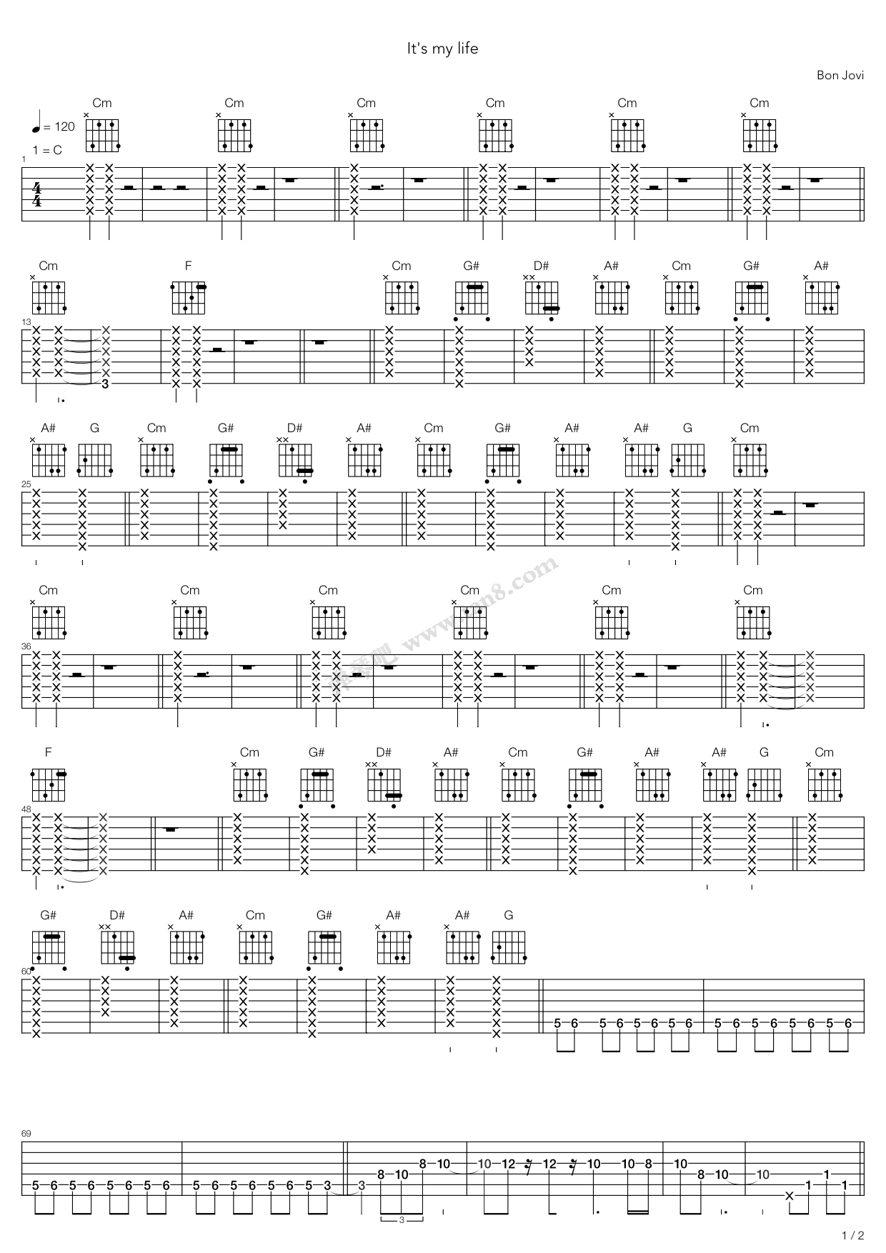 《its my life ver6》,bon jovi(六线谱 吉他谱吉他谱 第3页