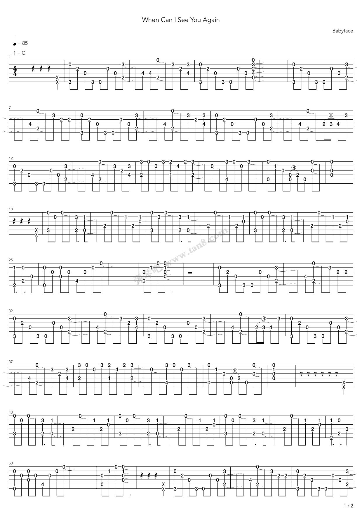 When Can I See You Again 原版吉他谱 弹唱谱 吉他弹唱视频 原版吉他谱 虫虫吉他 钢琴谱 吉他谱 尤克里里谱 简谱 古筝谱 钢琴曲 乐谱 曲谱 五线谱 六线谱 高清免费下载