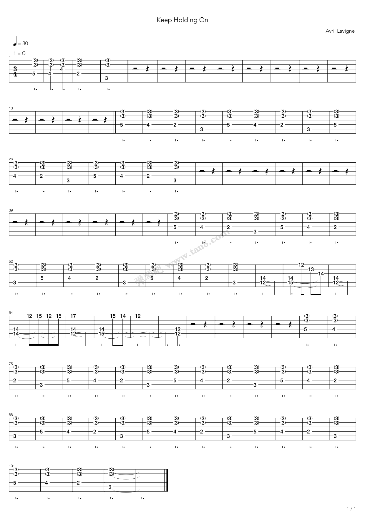 《keep holding on》,avril(六线谱 吉他谱吉他谱 第9页