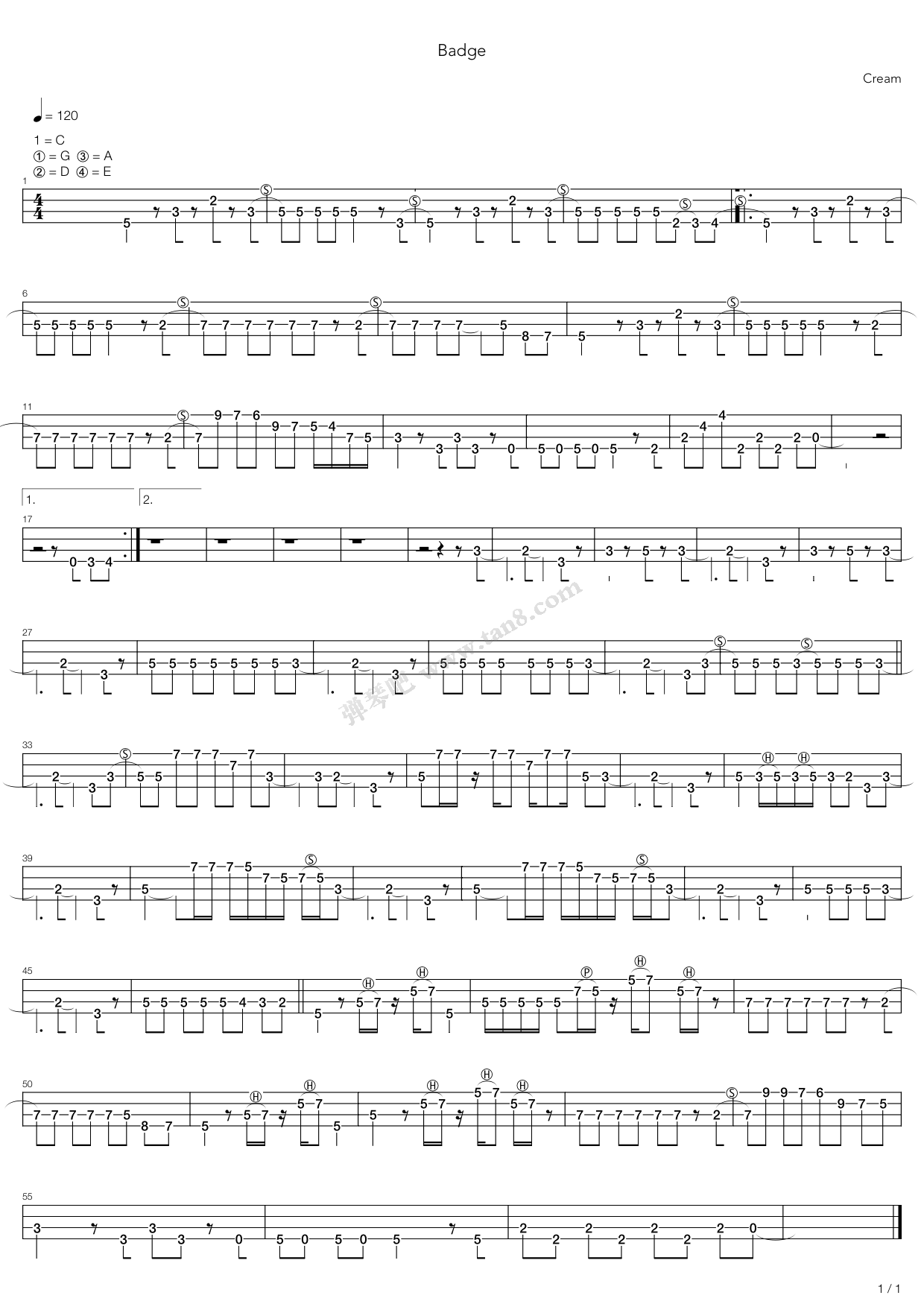 《badge》,cream(六线谱 吉他谱吉他谱 第3页