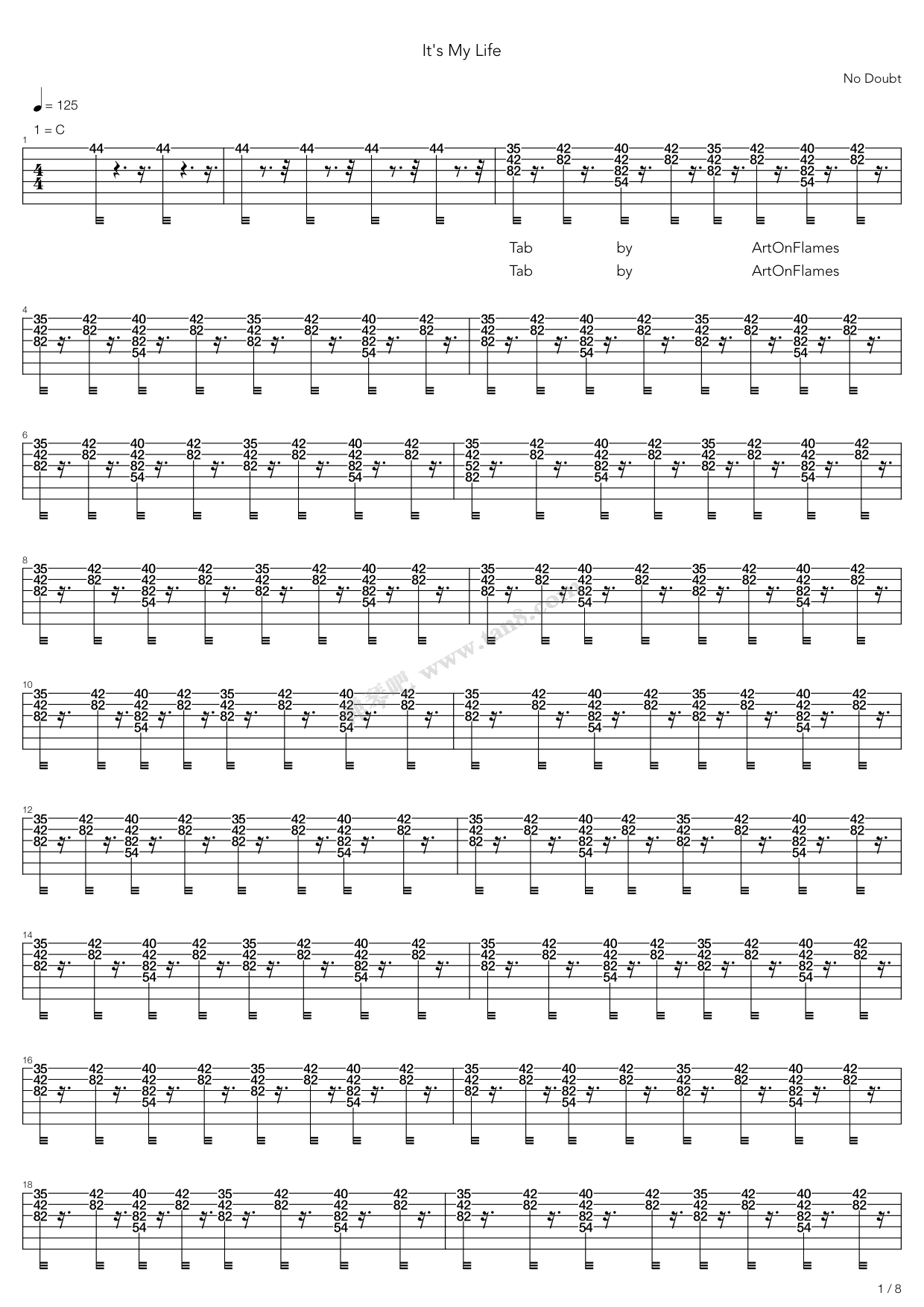 its my life 吉他谱-虫虫吉他谱免费下载