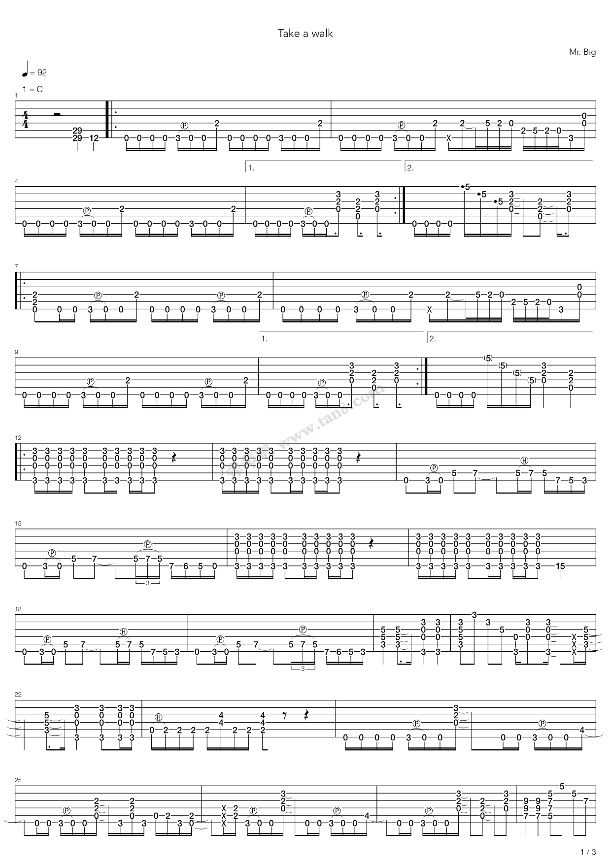 《take a walk》,mr. big(六线谱 吉他谱吉他谱 第6页