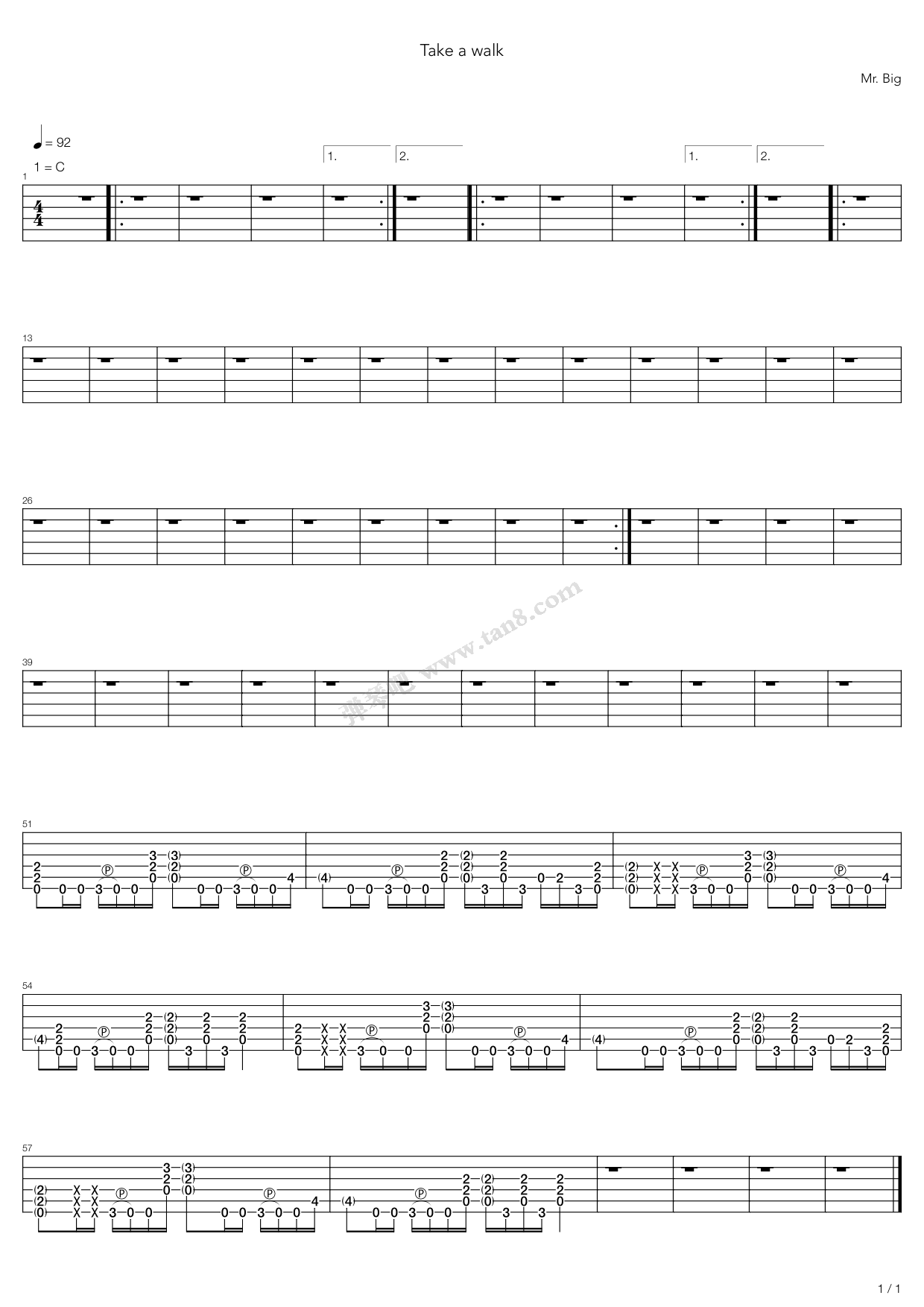 《take a walk》,mr. big(六线谱 吉他谱吉他谱 第9页
