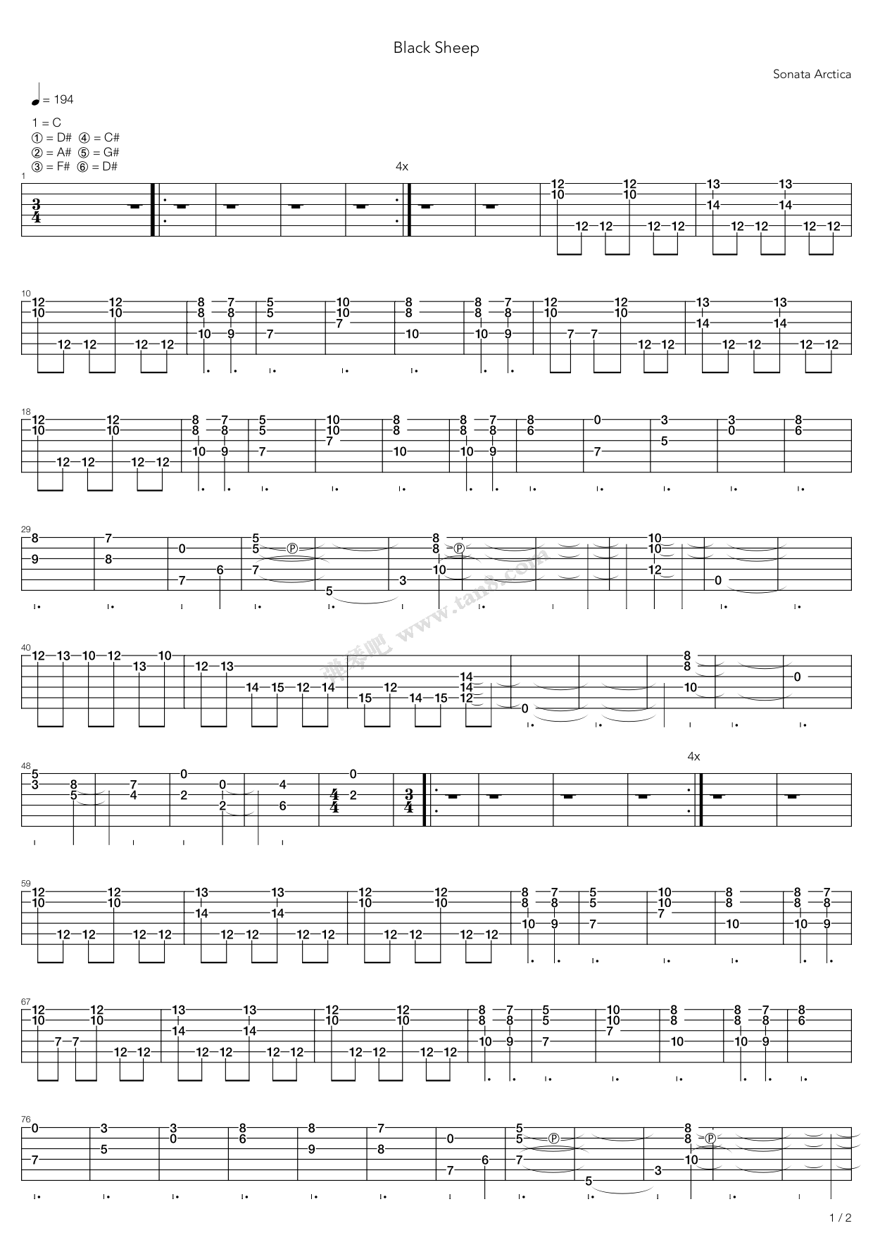 《black sheep》,sonata arctica(六线谱 吉他谱吉他谱 第23页
