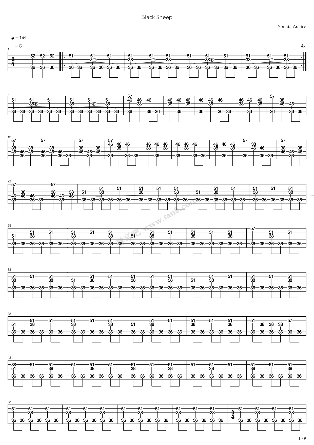 《black sheep》,sonata arctica(六线谱 吉他谱吉他谱 第8页